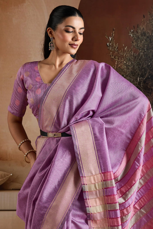 Purple Woven Bhagalpuri Silk Saree-SAR11192_2_SareeButa.com