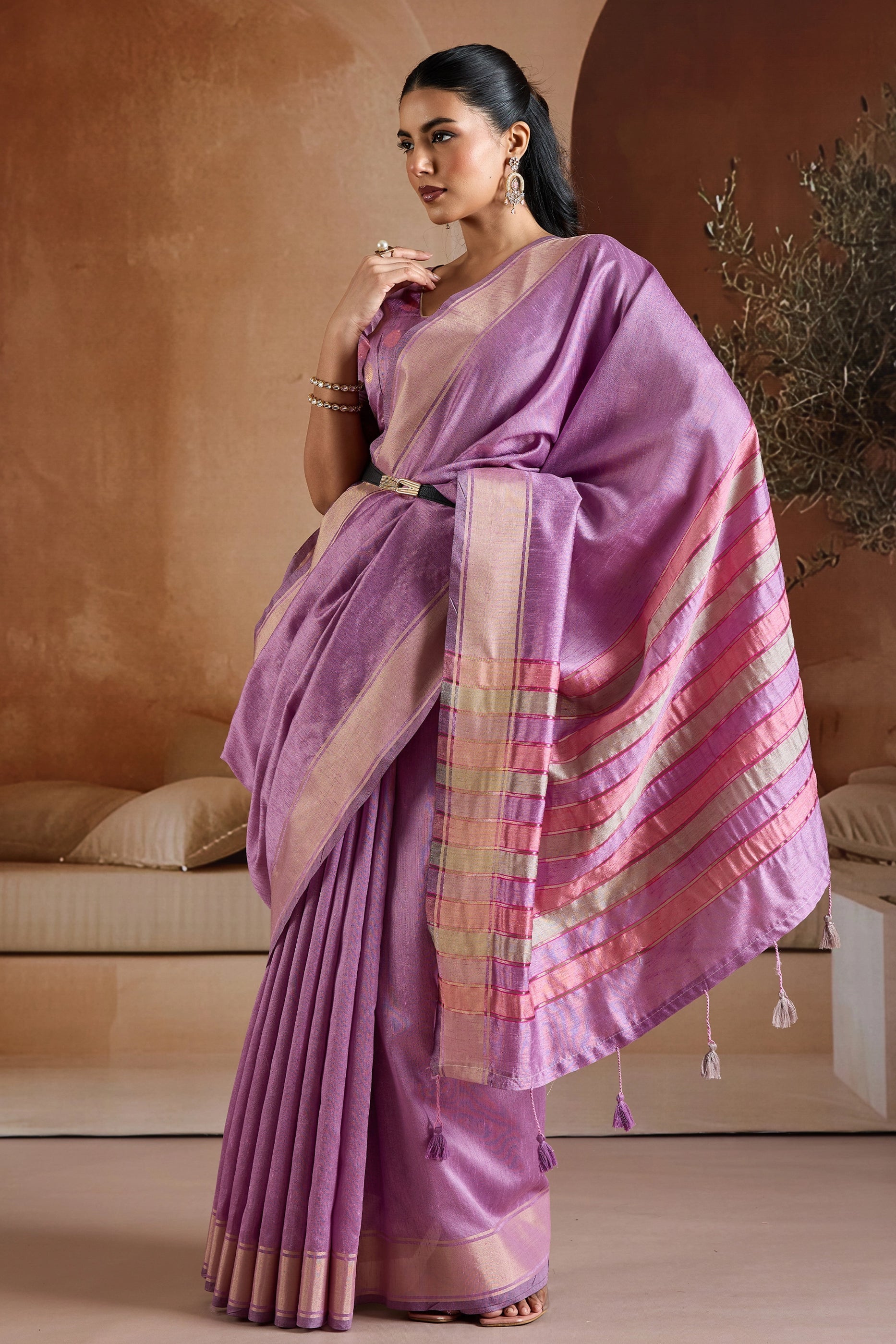 Purple Woven Bhagalpuri Silk Saree-SAR11192_3_SareeButa.com