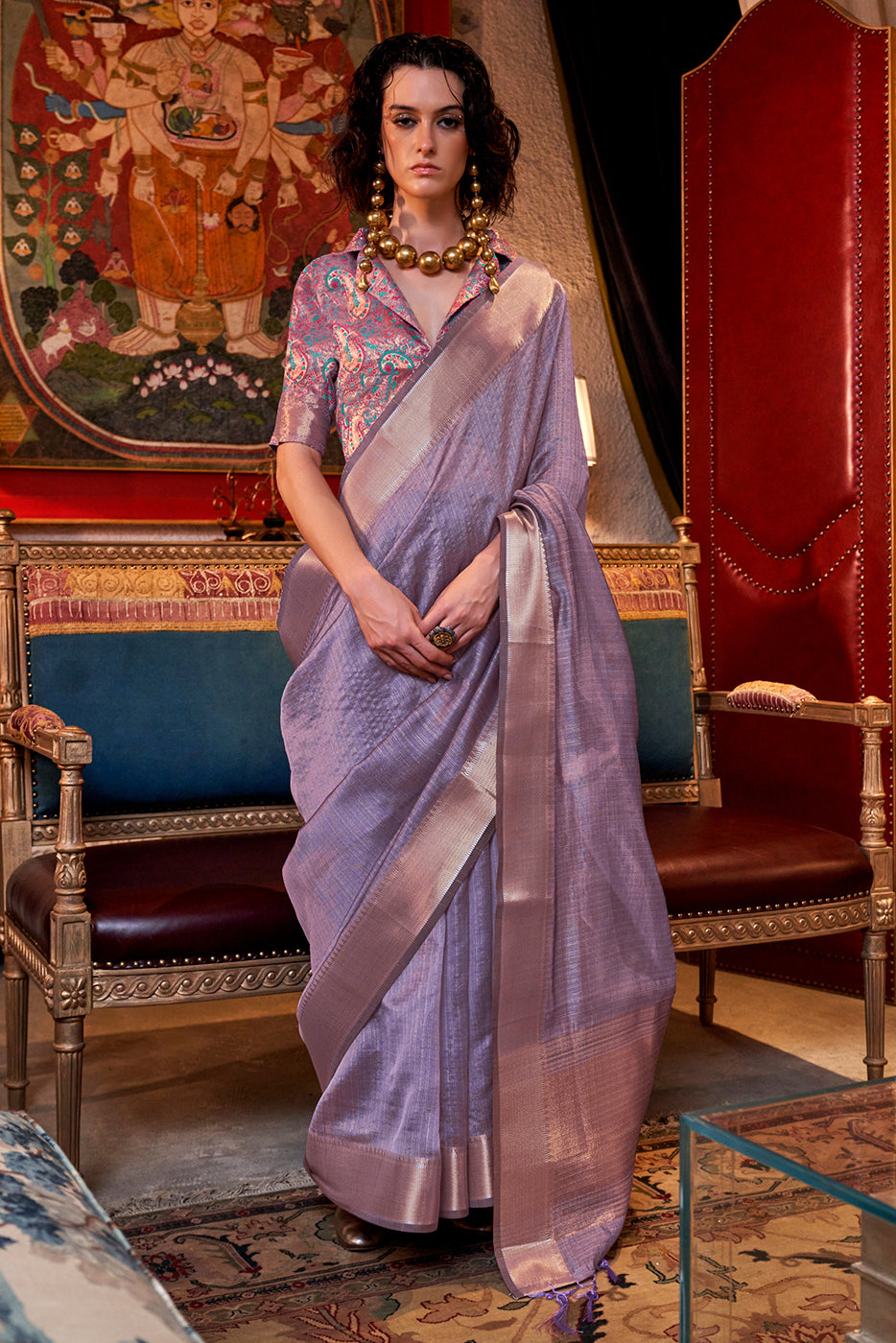 Purple Woven Chiffon Saree-ZB133015_1_SareeButa.com