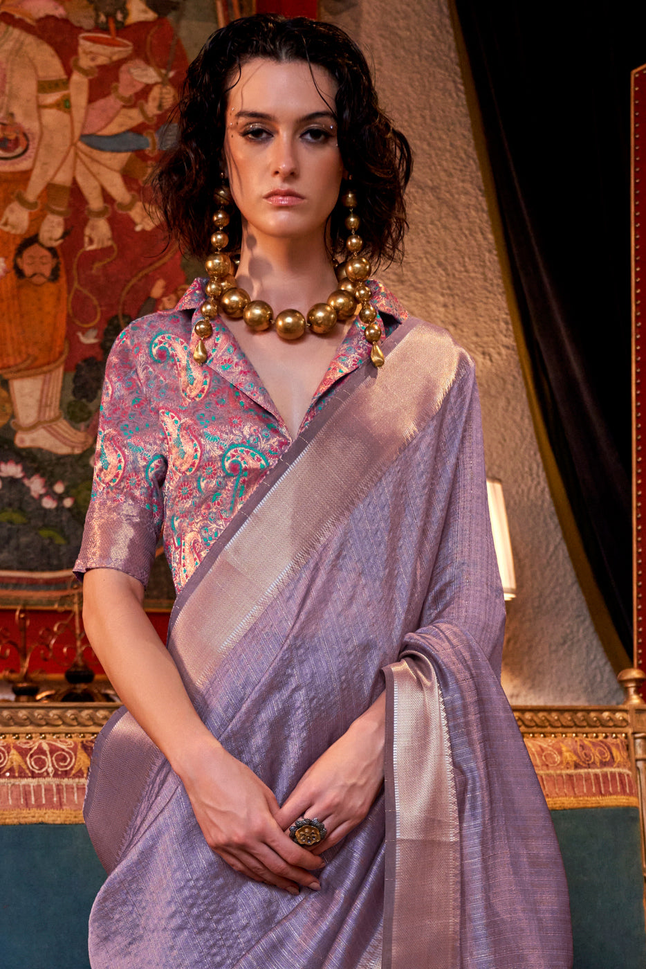 Purple Woven Chiffon Saree-ZB133015_3_SareeButa.com