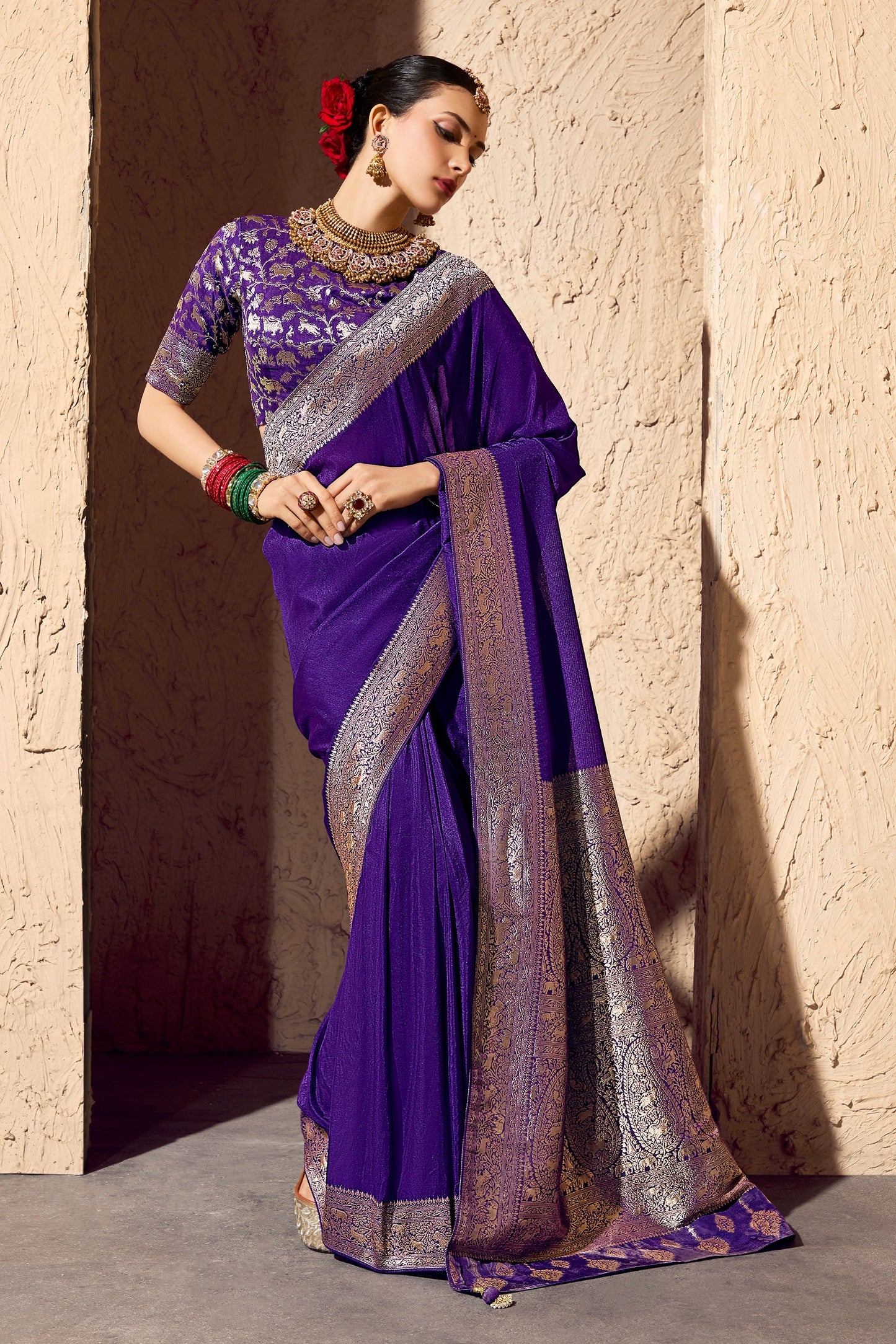 Purple Woven Crepe Georgette Saree-SAR11000_1_SareeButa.com
