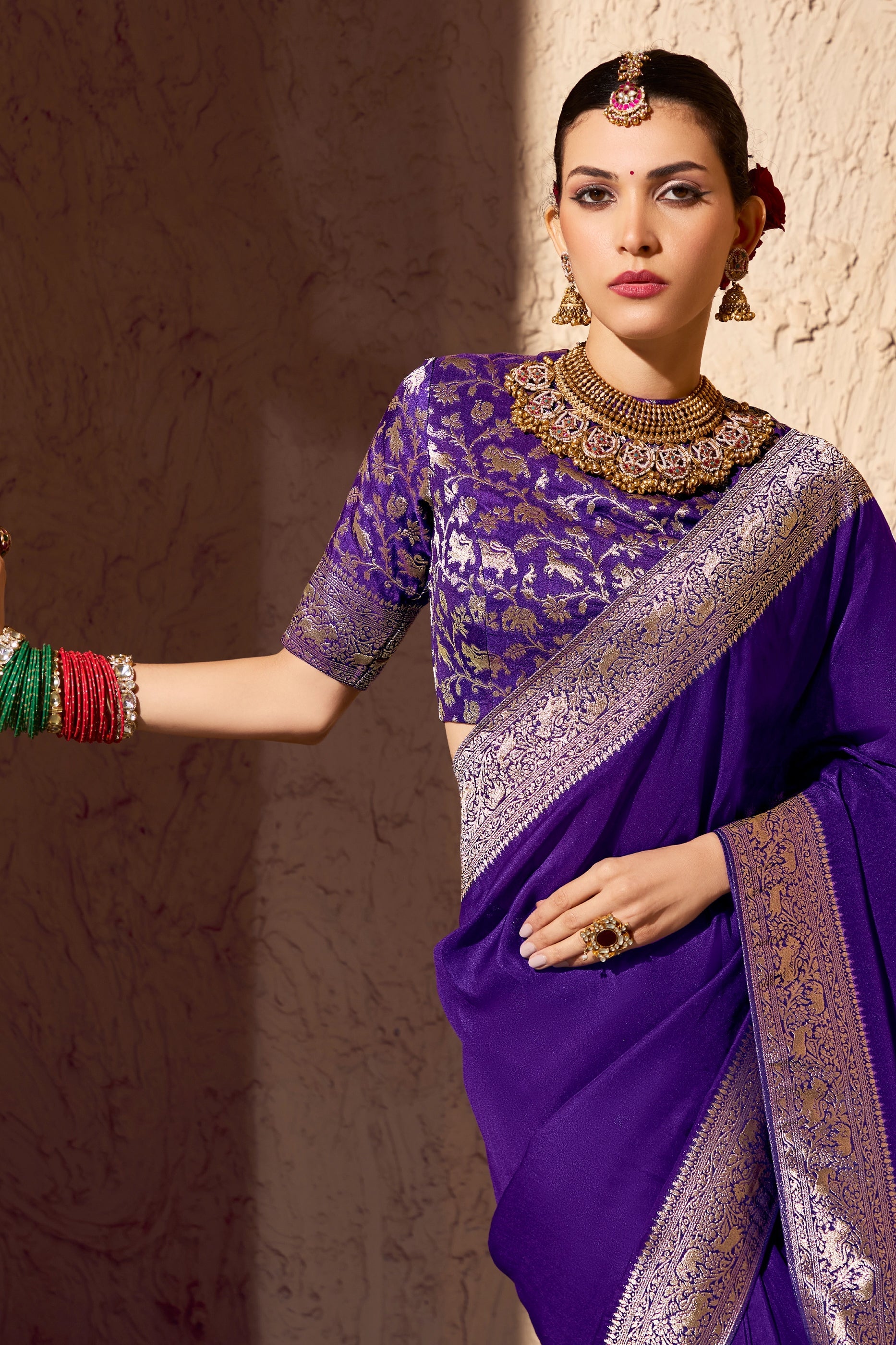 Purple Woven Crepe Georgette Saree-SAR11000_2_SareeButa.com