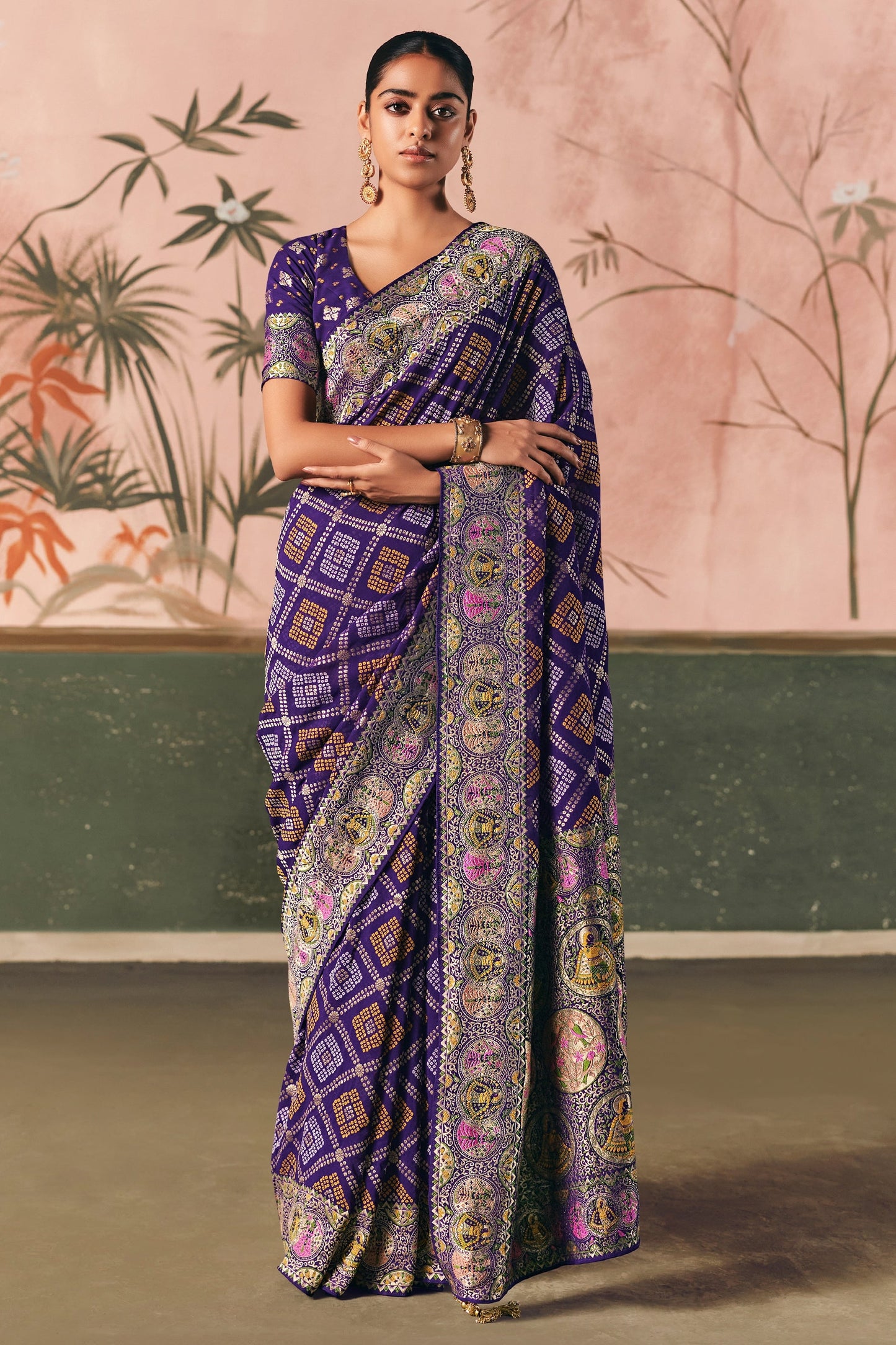 Purple Woven Georgette Bandhani Saree-SAR10975_1_SareeButa.com