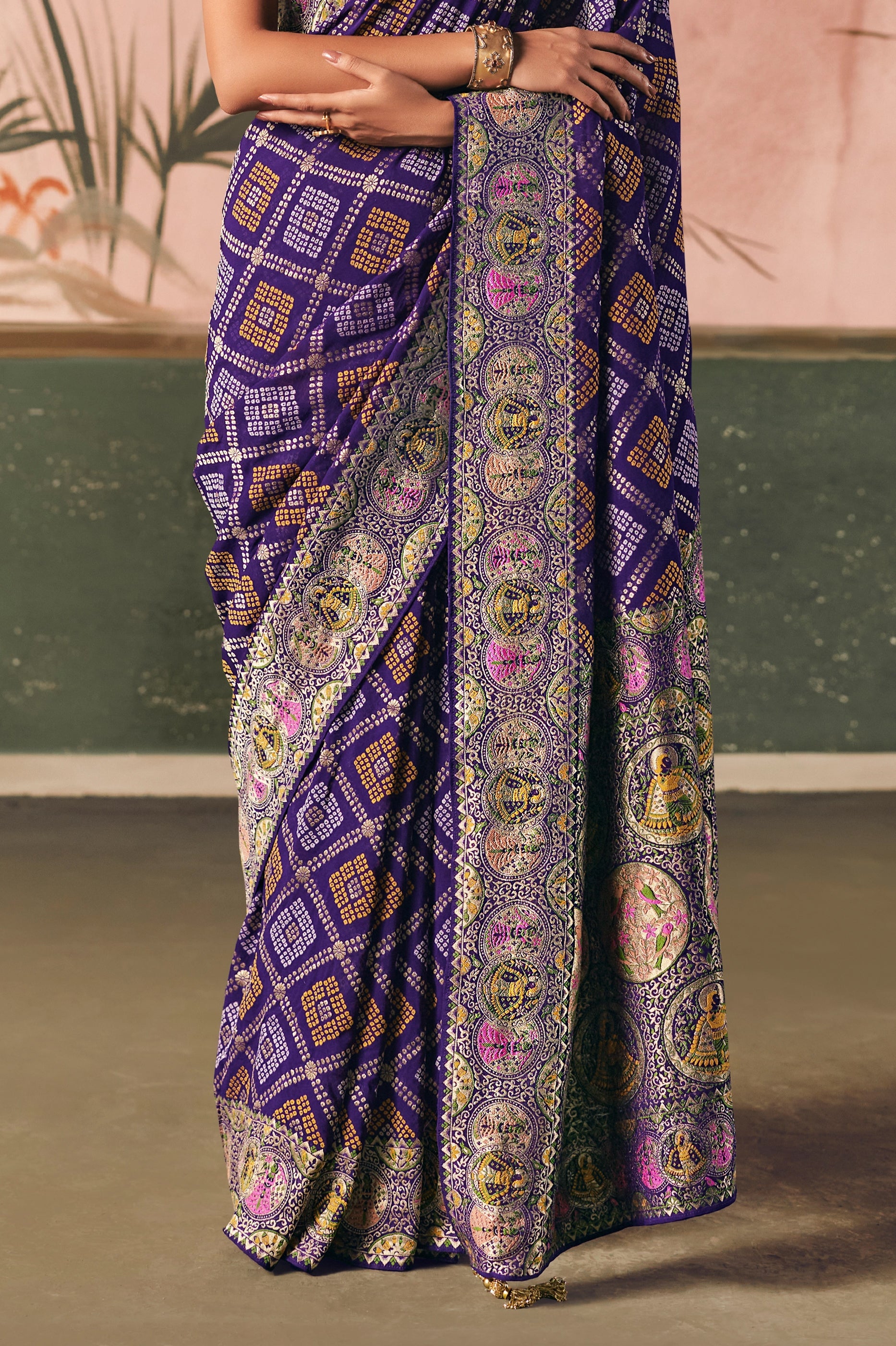 Purple Woven Georgette Bandhani Saree-SAR10975_5_SareeButa.com