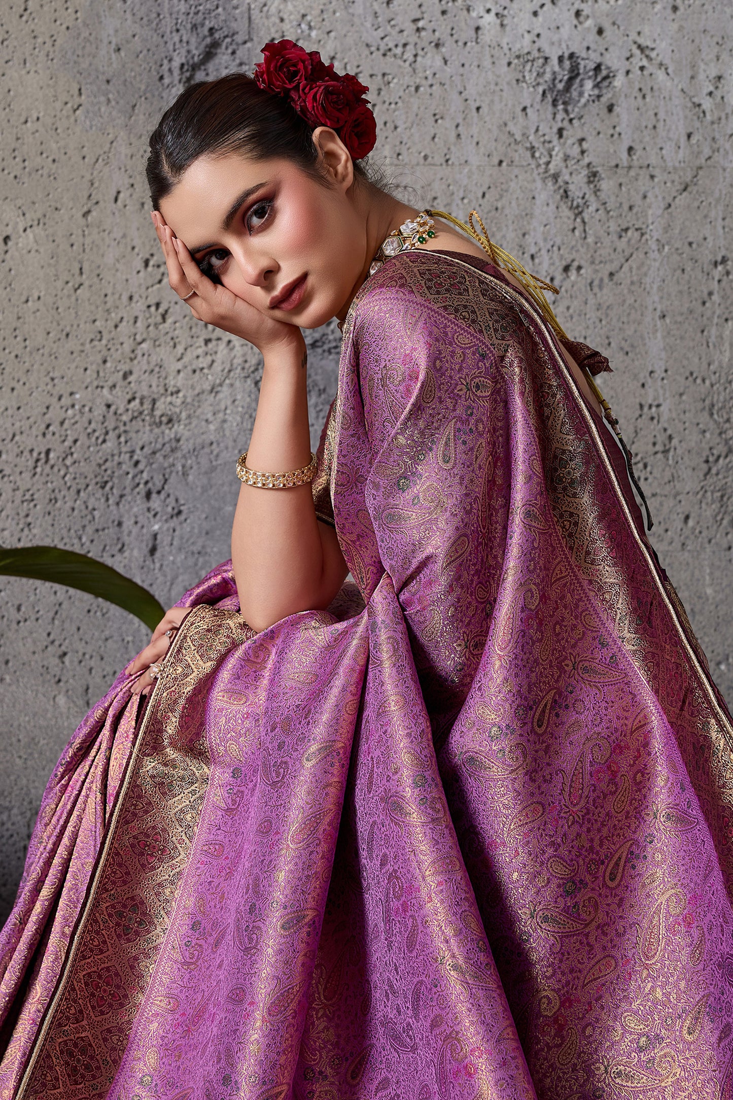 Purple Woven Kanjivaram Silk Saree-SAR12558_3_SareeButa.com