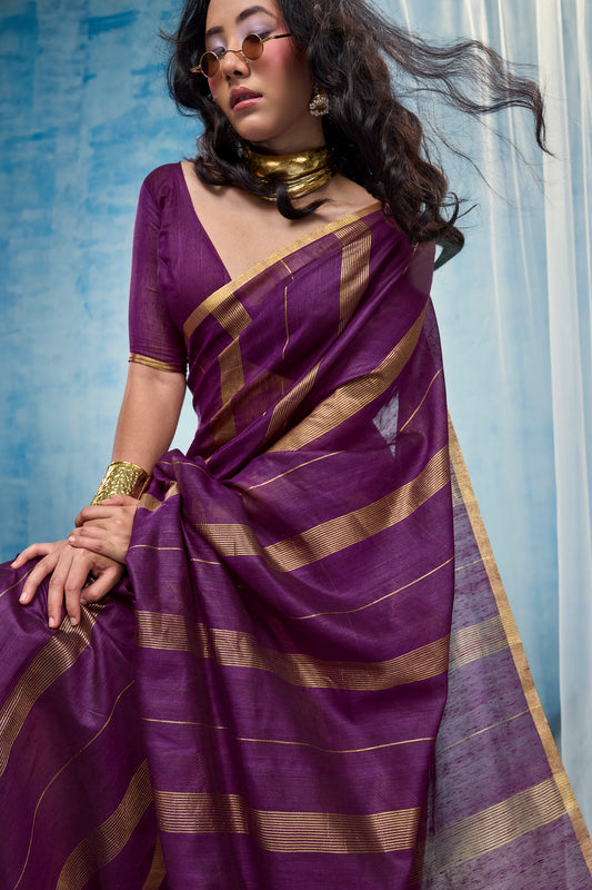 Purple Woven Munga Cotton Saree-SAR12910_2_SareeButa.com