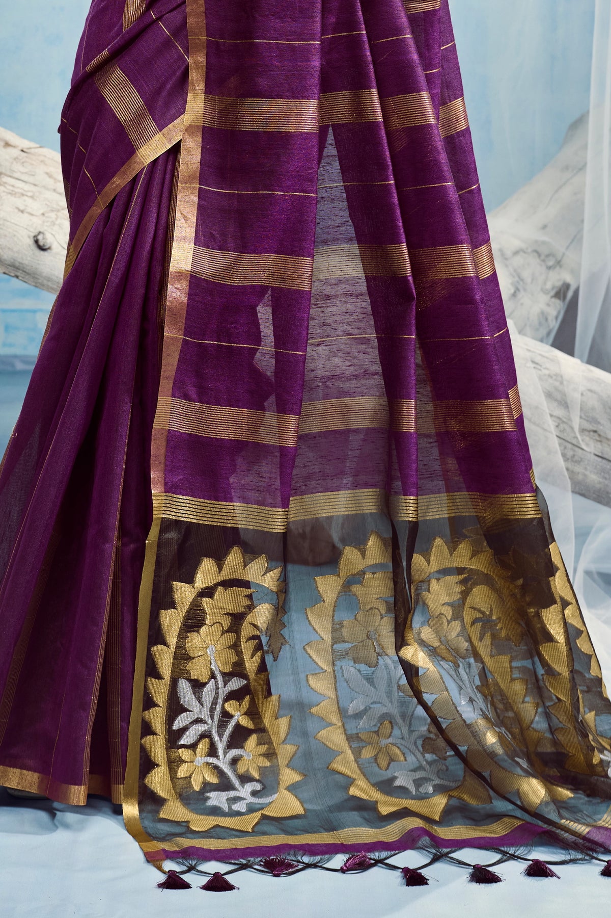 Purple Woven Munga Cotton Saree-SAR12910_5_SareeButa.com