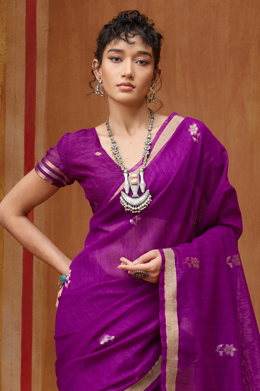 Purple Woven Munga Organza Silk Saree-SAR11948_2_SareeButa.com
