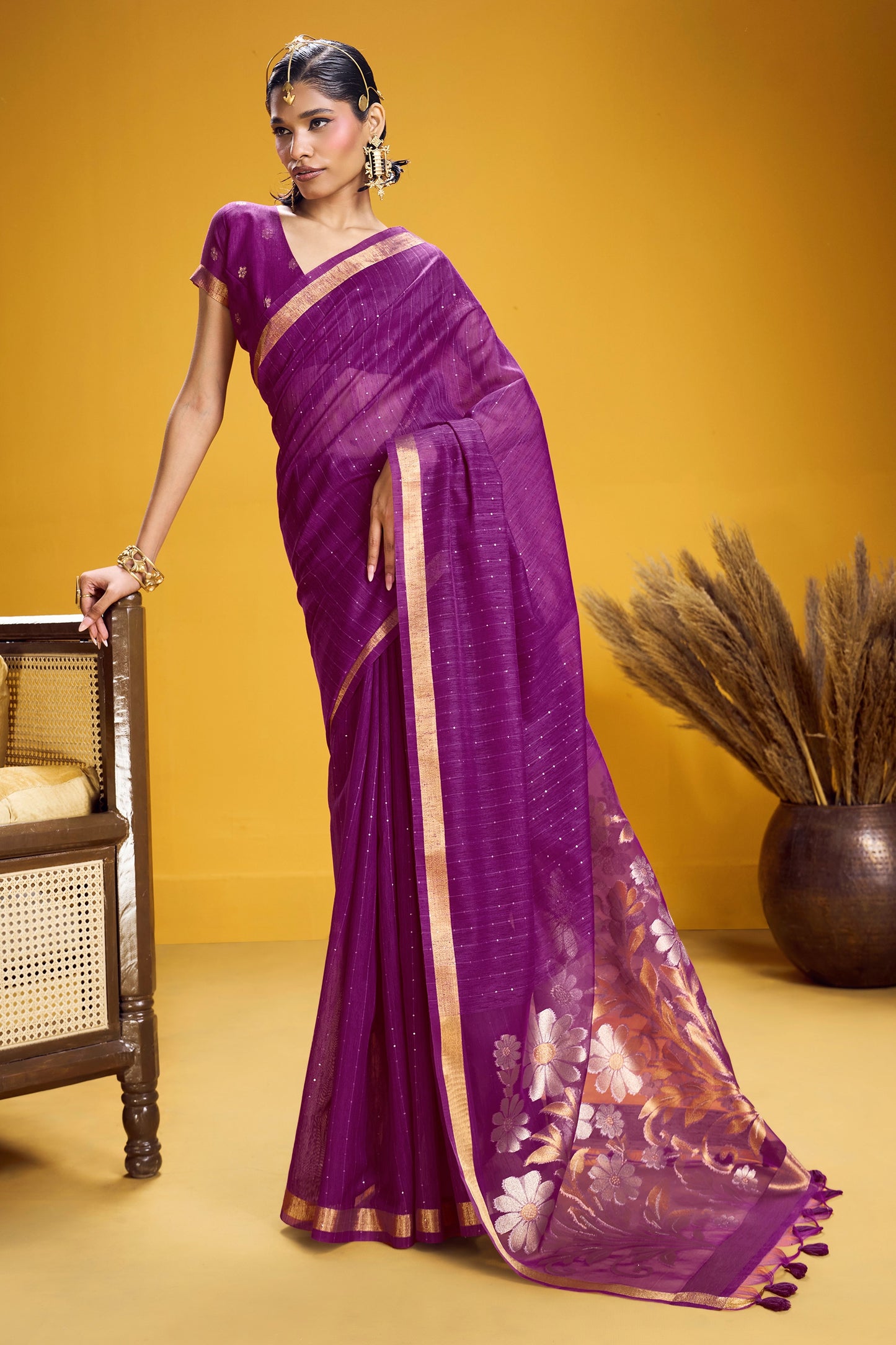 Purple Woven Munga Silk Saree-SAR12339_1_SareeButa.com