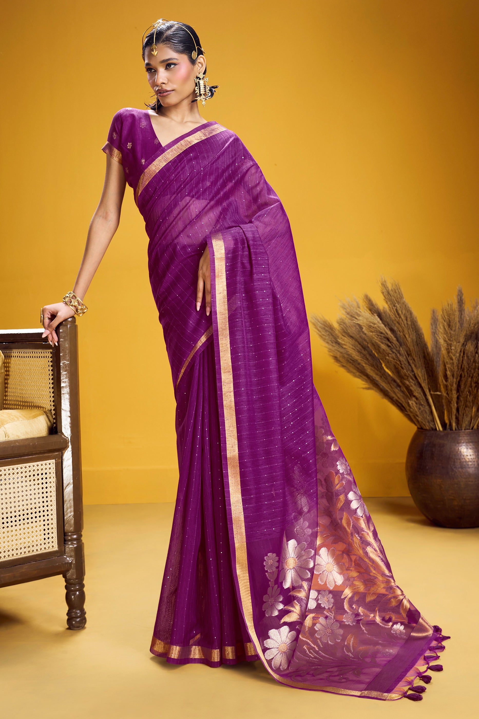 Purple Woven Munga Silk Saree-SAR12339_1_SareeButa.com