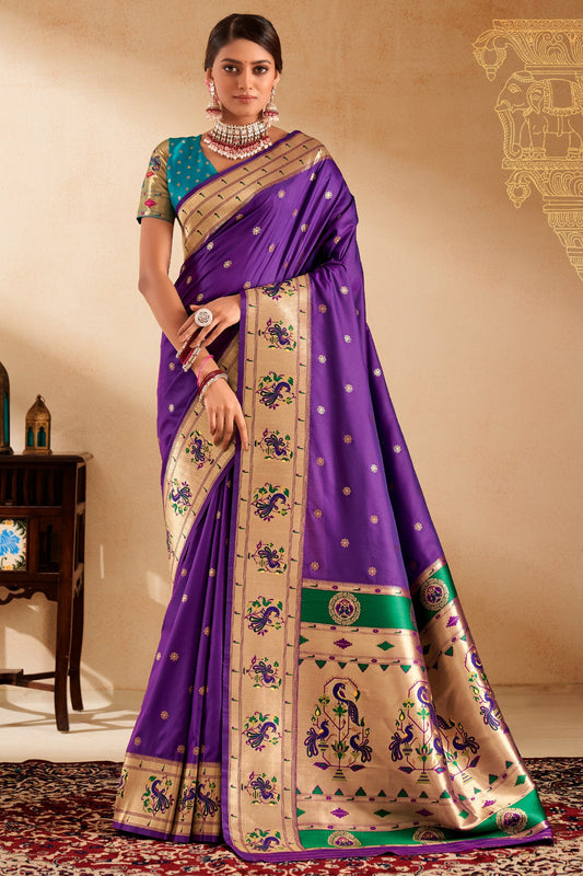 Purple Woven Paithani Saree-ZB134709_1_SareeButa.com