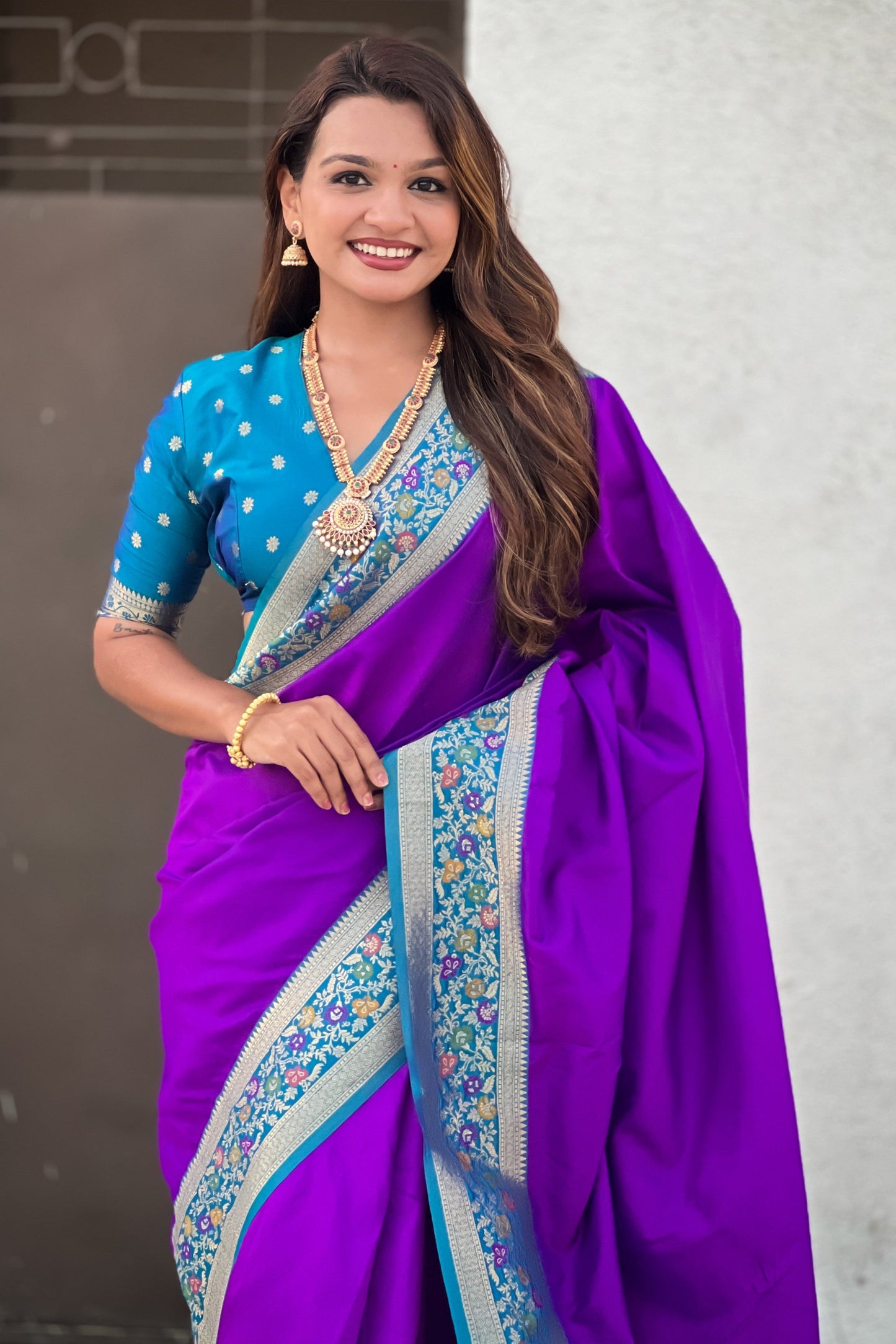 Purple Woven Paithani Saree-ZB134854_2_SareeButa.com