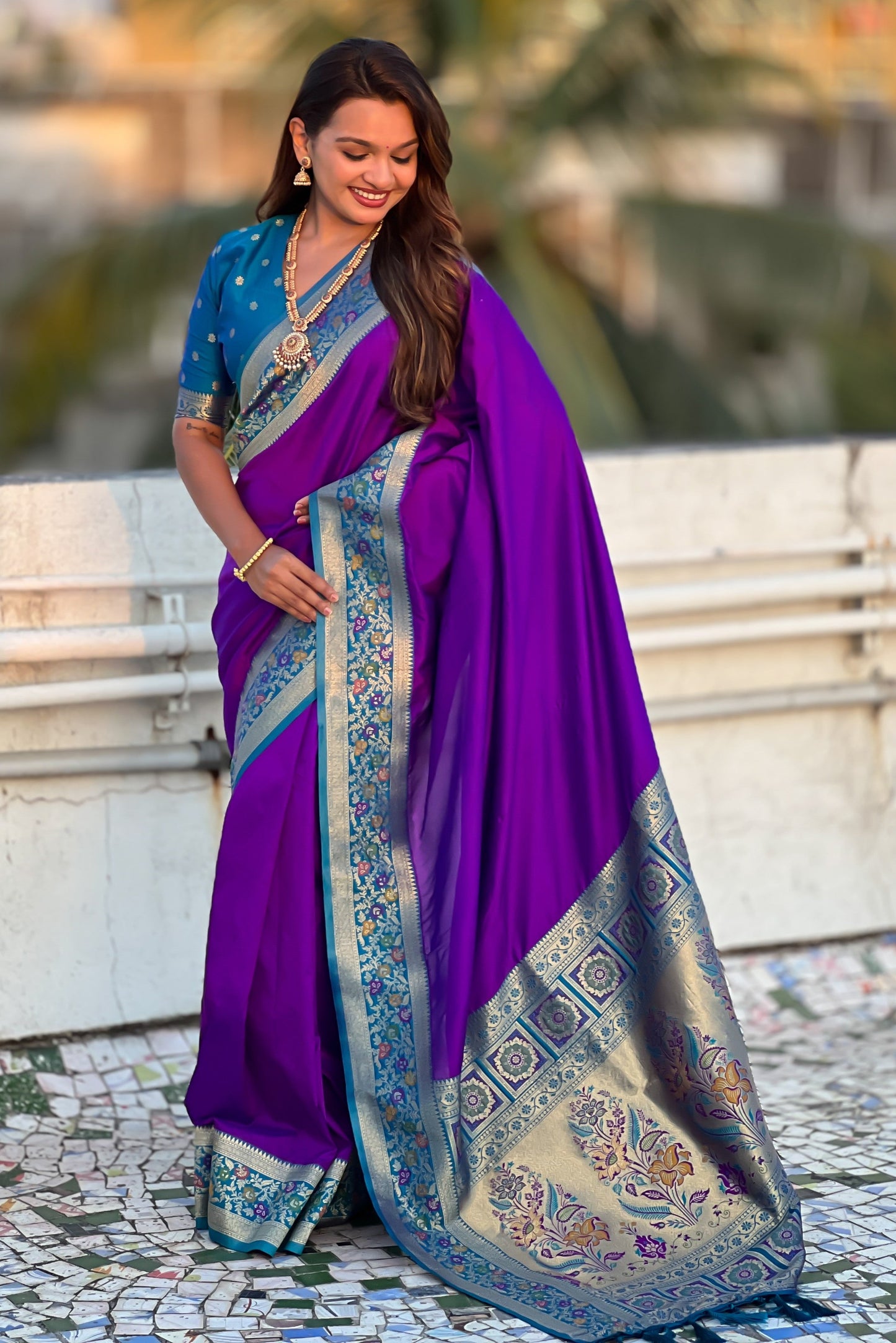 Purple Woven Paithani Saree-ZB134854_4_SareeButa.com