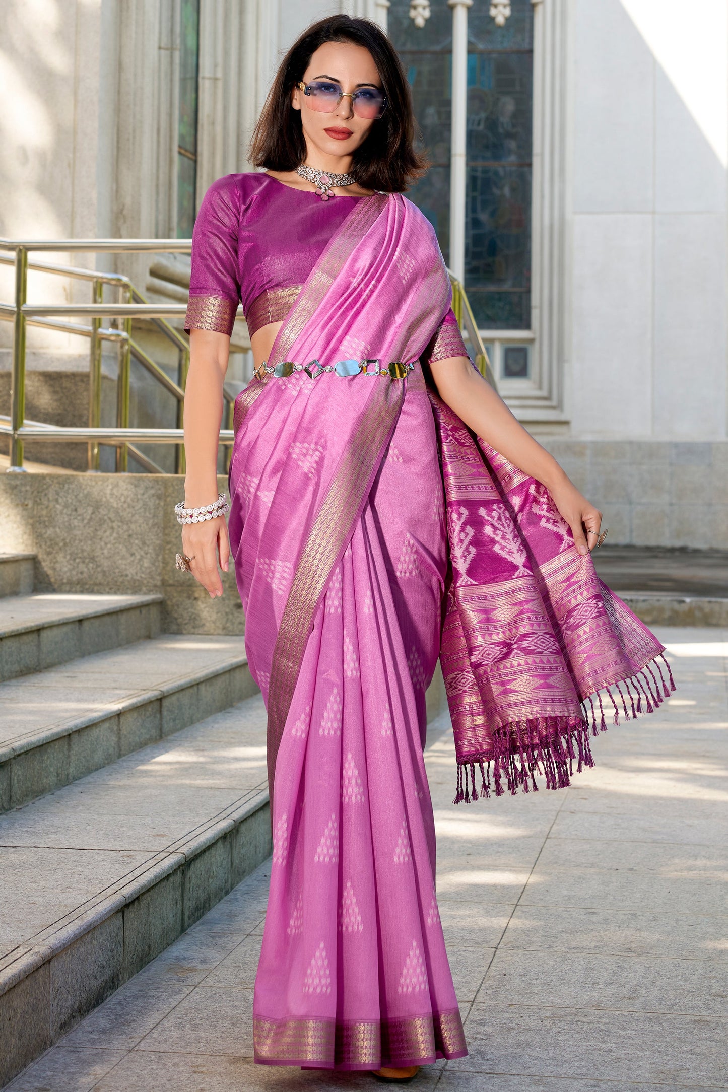 Purple Woven Rayon Silk Saree-ZB133846_3_SareeButa.com