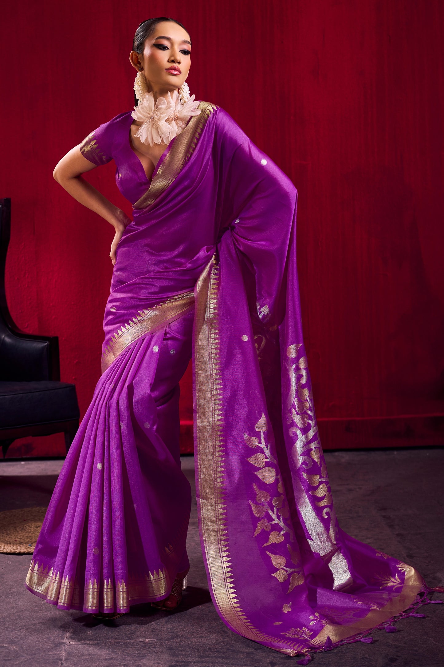 Purple Woven Satin Saree-SAR12383_1_SareeButa.com