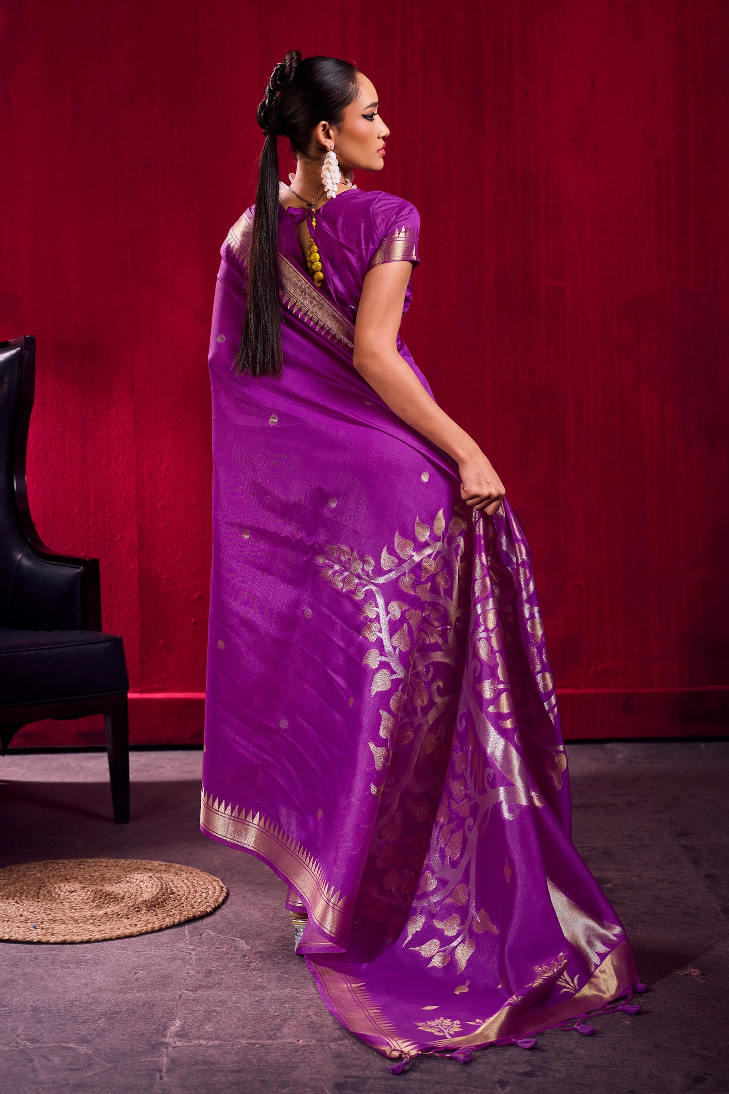 Purple Woven Satin Saree-SAR12383_3_SareeButa.com