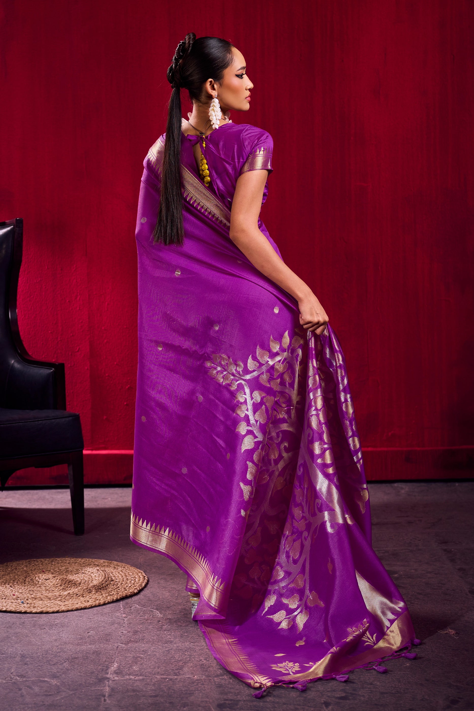 Purple Woven Satin Saree-SAR12383_3_SareeButa.com