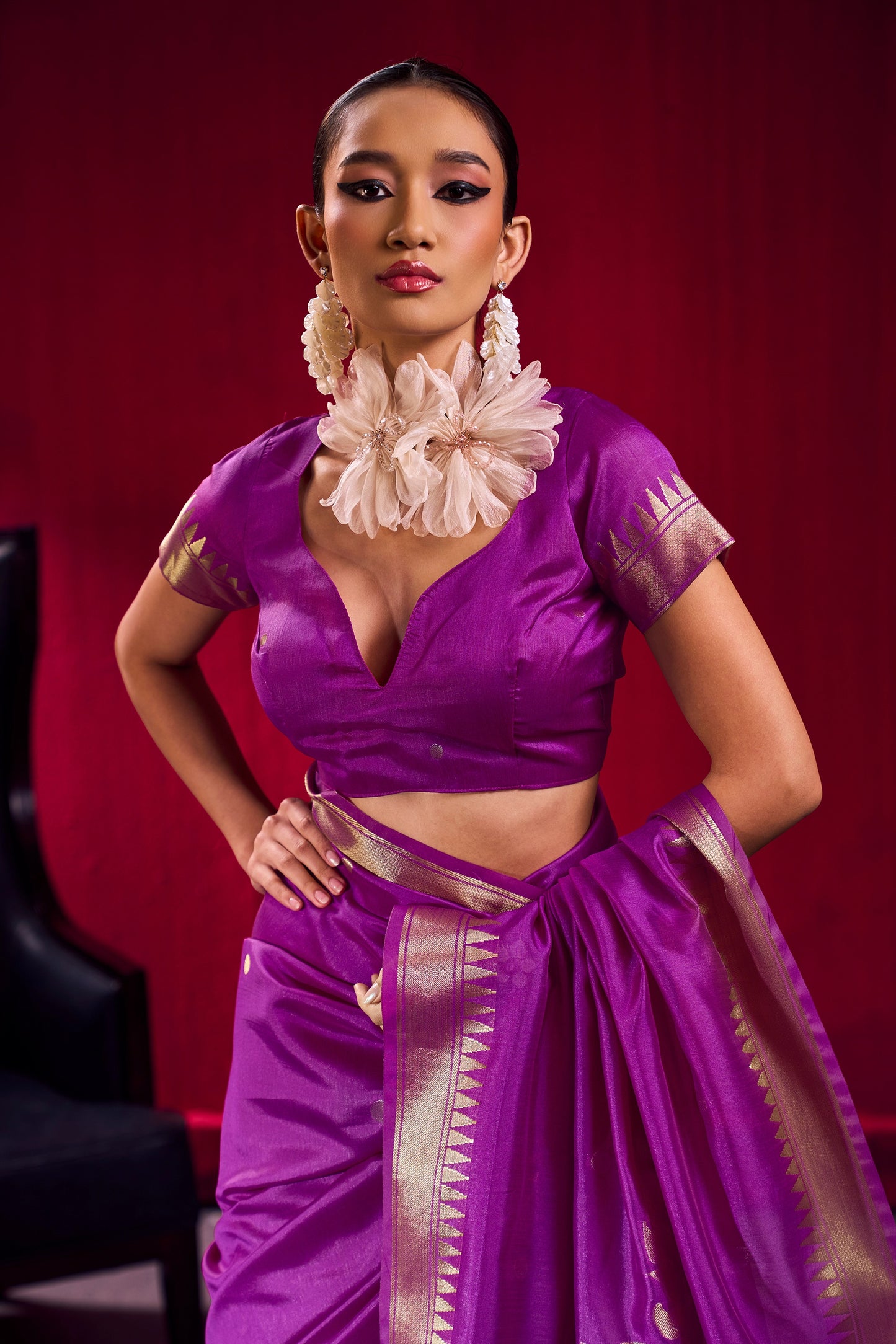 Purple Woven Satin Saree-SAR12383_4_SareeButa.com