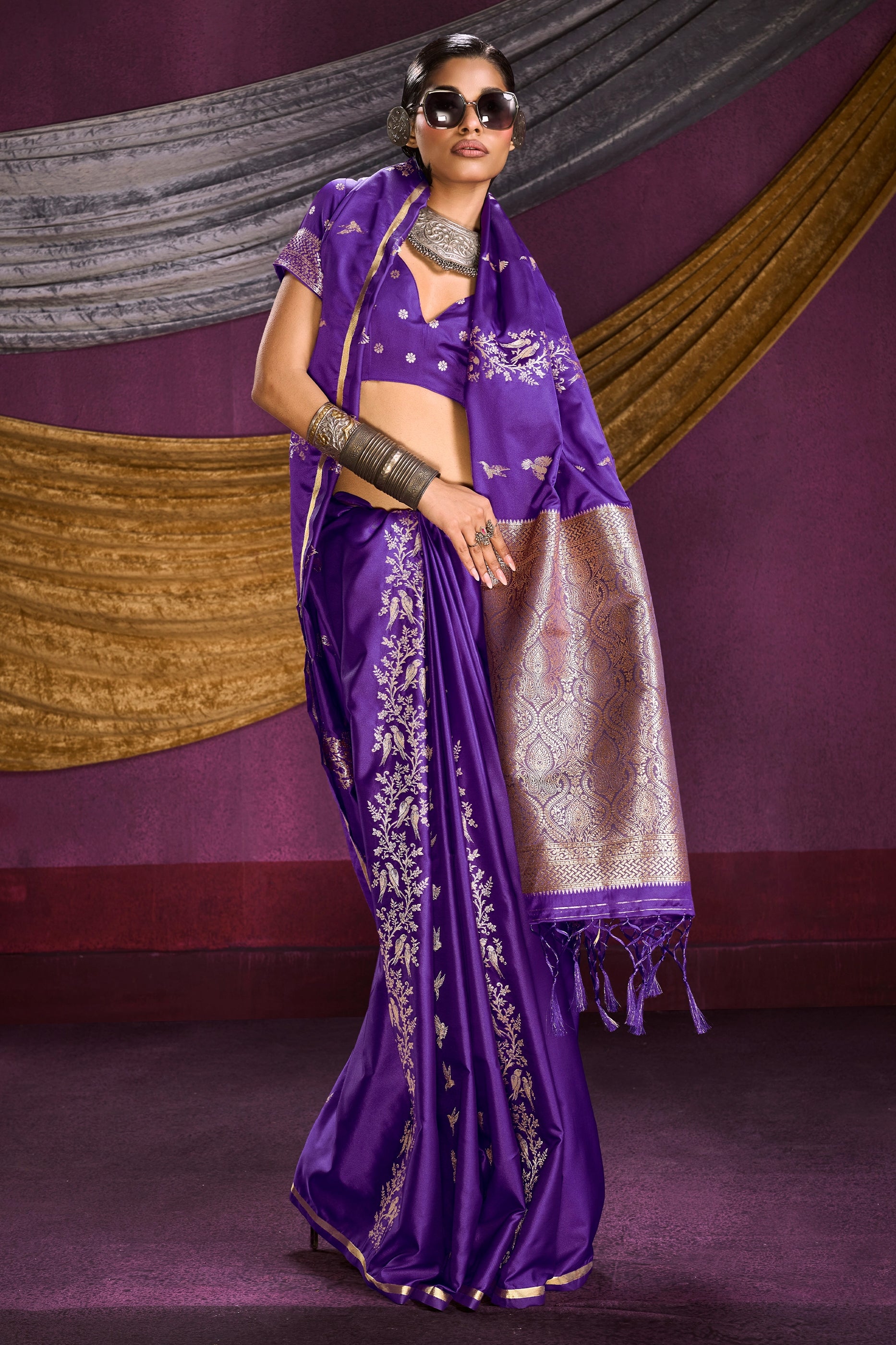 Purple Woven Satin Silk Saree-SAR12329_3_SareeButa.com