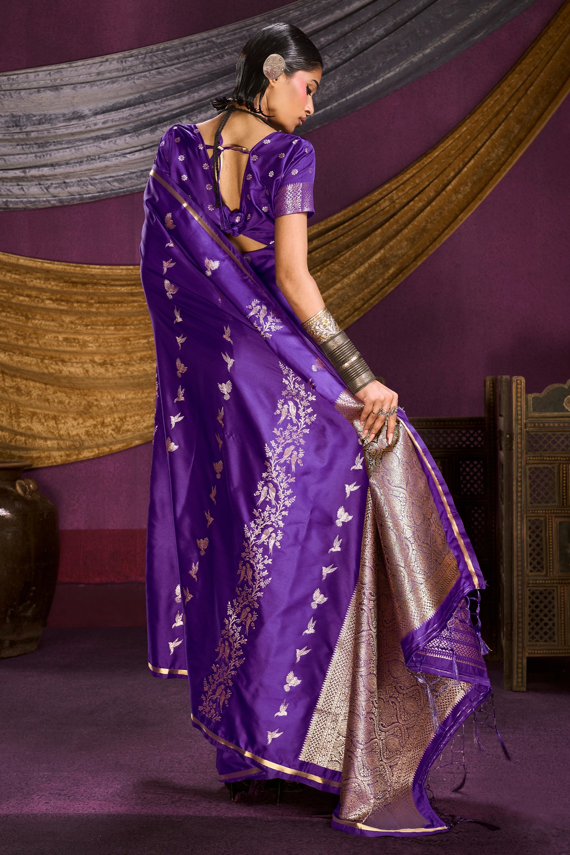 Purple Woven Satin Silk Saree-SAR12329_4_SareeButa.com