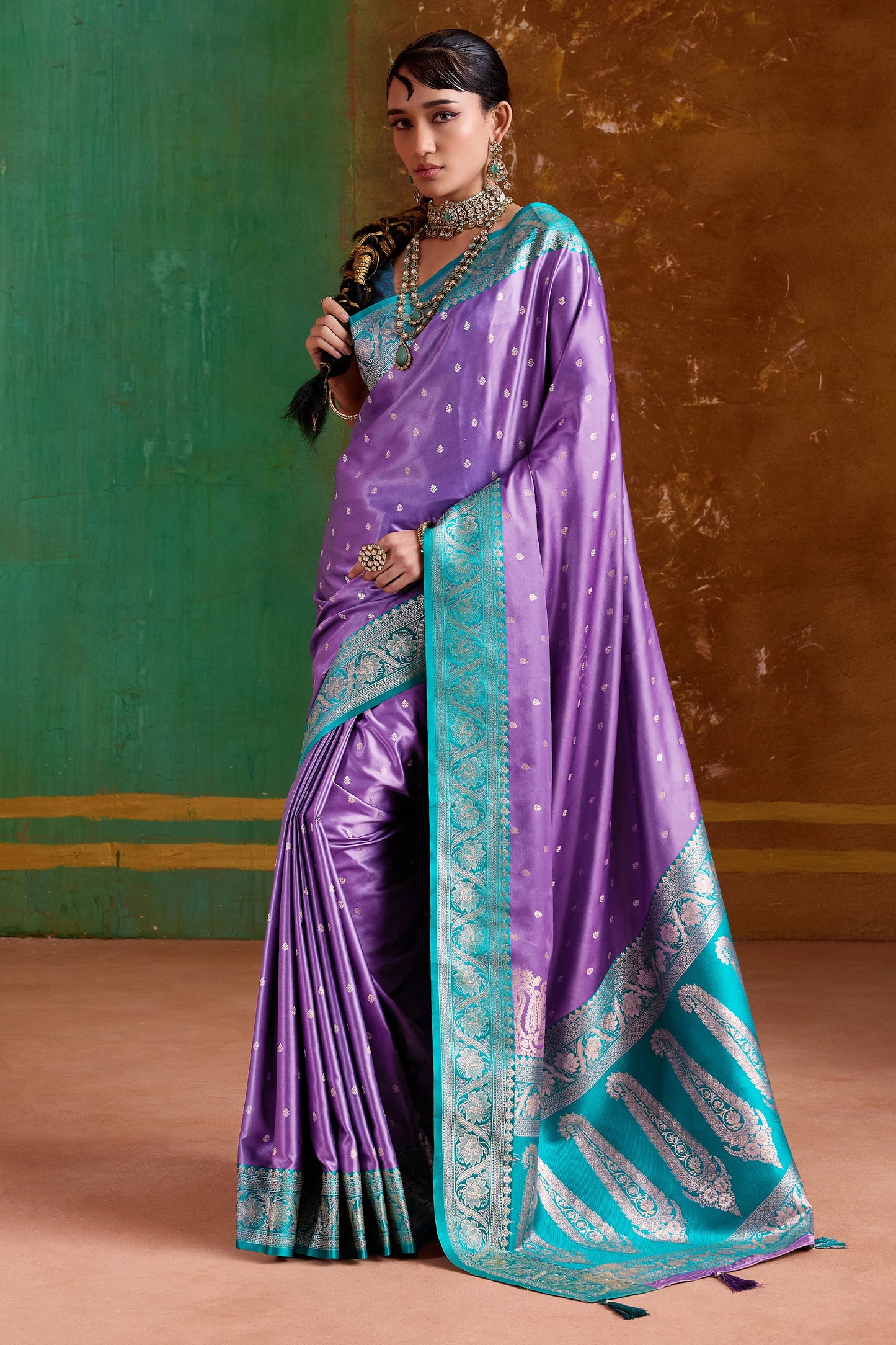 Purple Woven Satin Silk Saree-SAR12348_1_SareeButa.com
