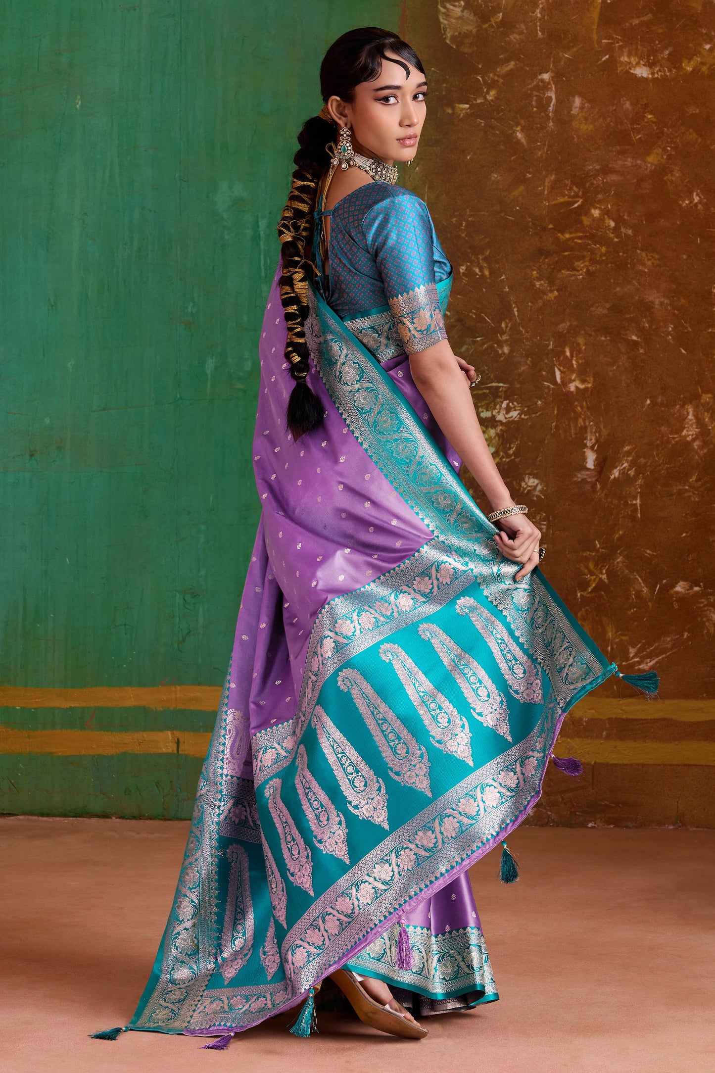 Purple Woven Satin Silk Saree-SAR12348_4_SareeButa.com
