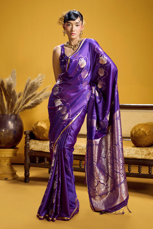 Purple Woven Satin Silk Saree-SAR12369_1_SareeButa.com