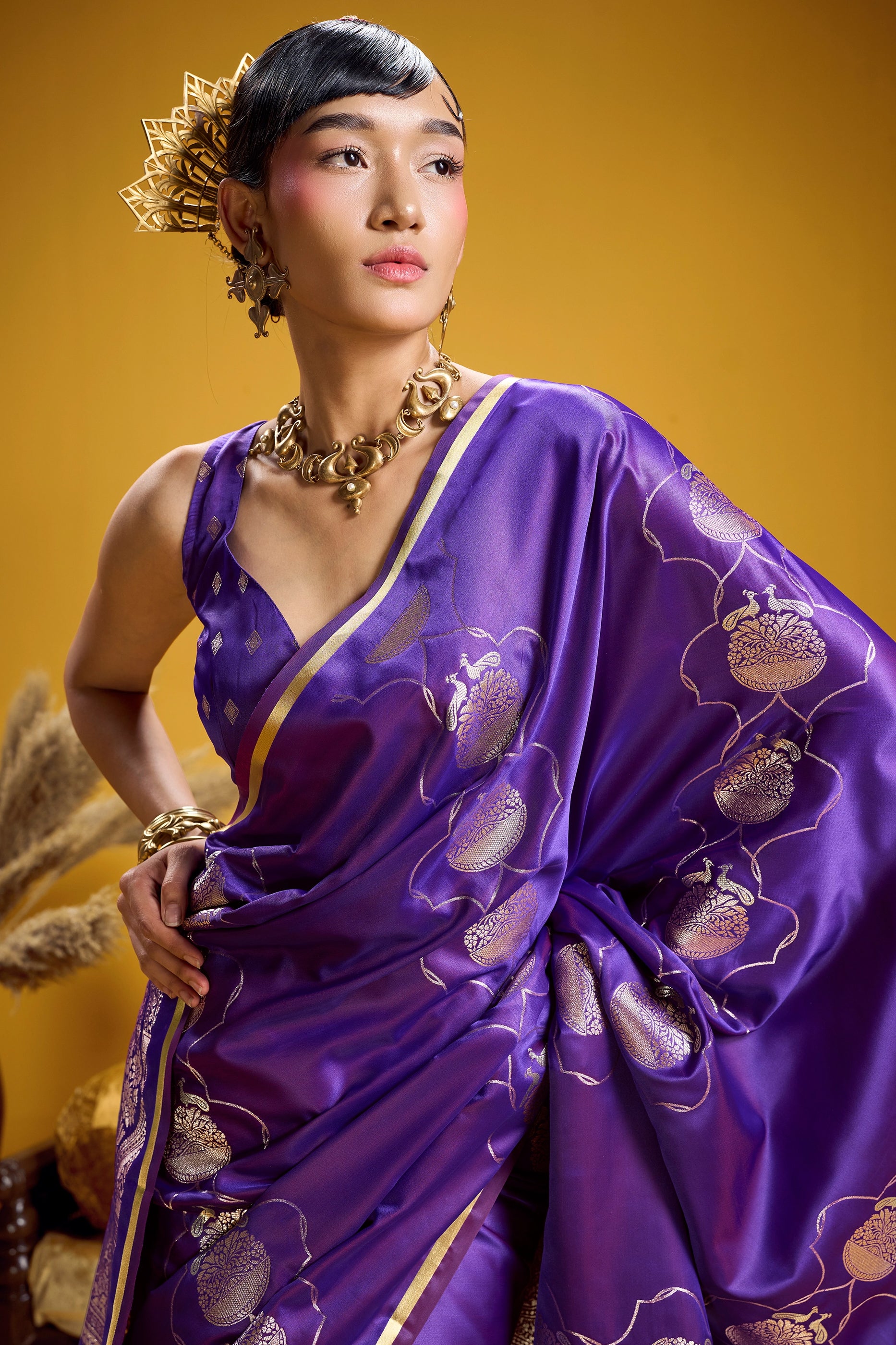 Purple Woven Satin Silk Saree-SAR12369_2_SareeButa.com