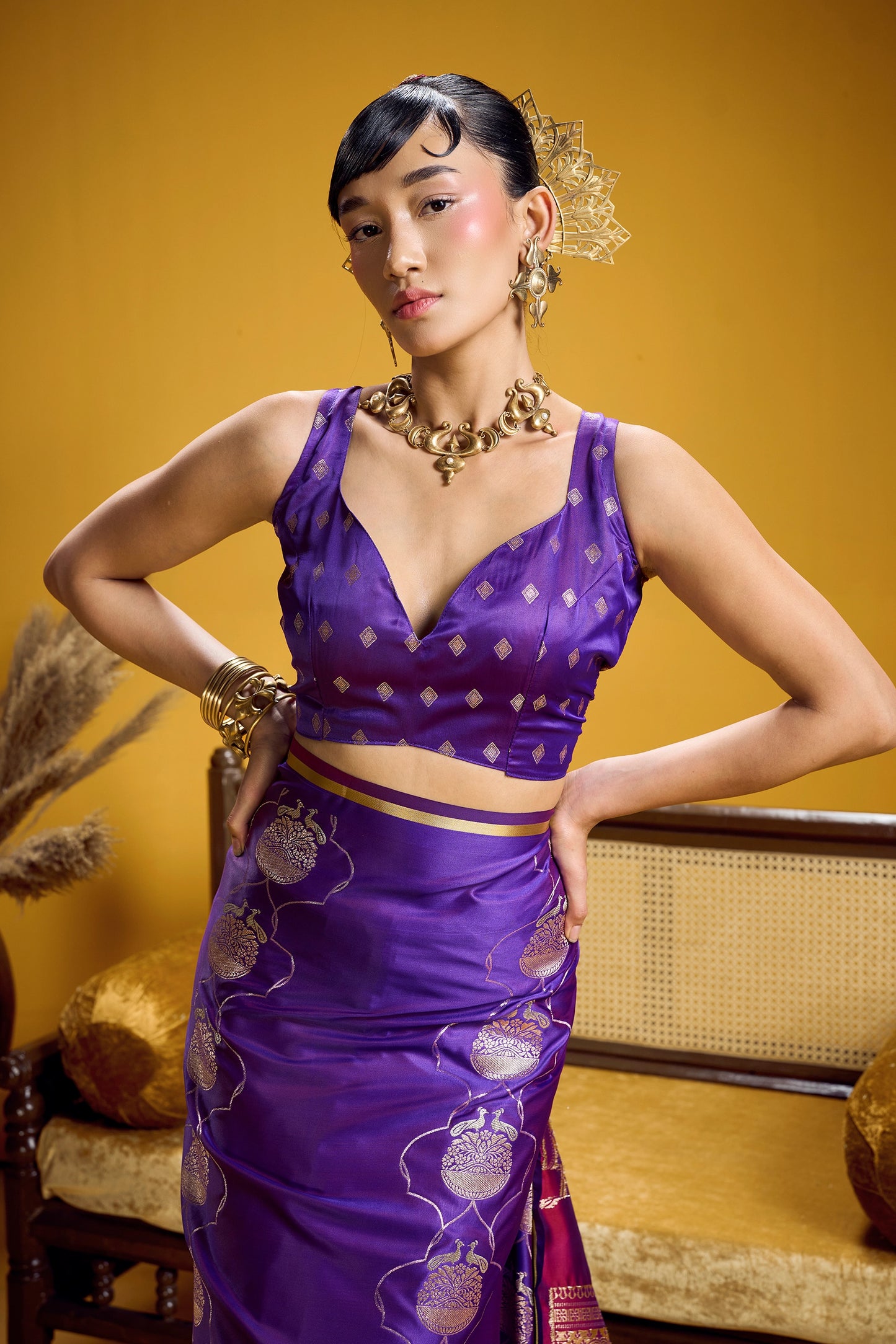 Purple Woven Satin Silk Saree-SAR12369_4_SareeButa.com