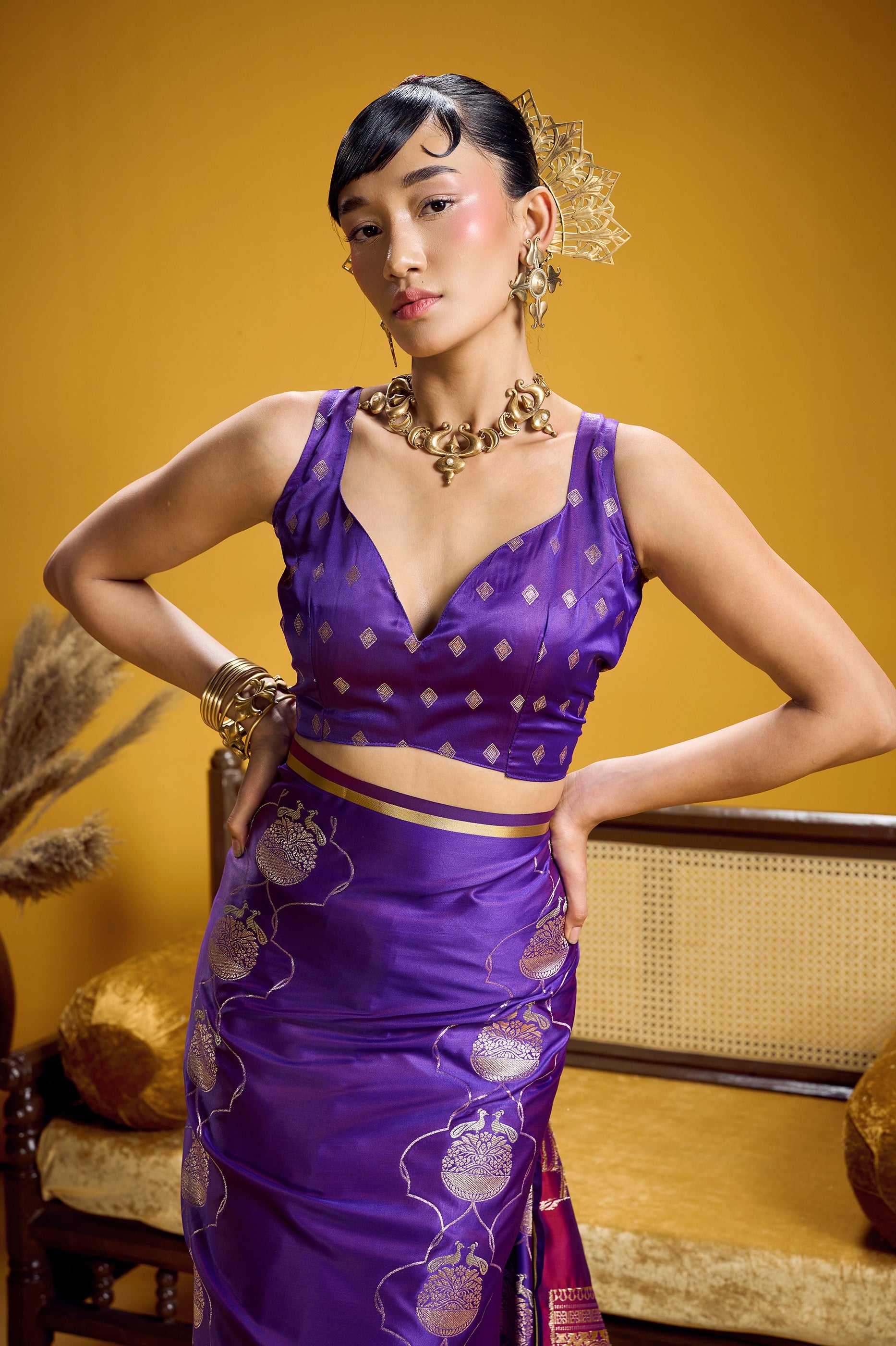 Purple Woven Satin Silk Saree-SAR12369_4_SareeButa.com