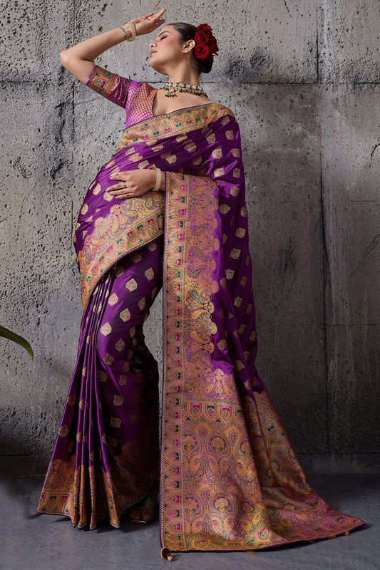 Purple Woven Satin Silk Saree-SAR12541_1_SareeButa.com