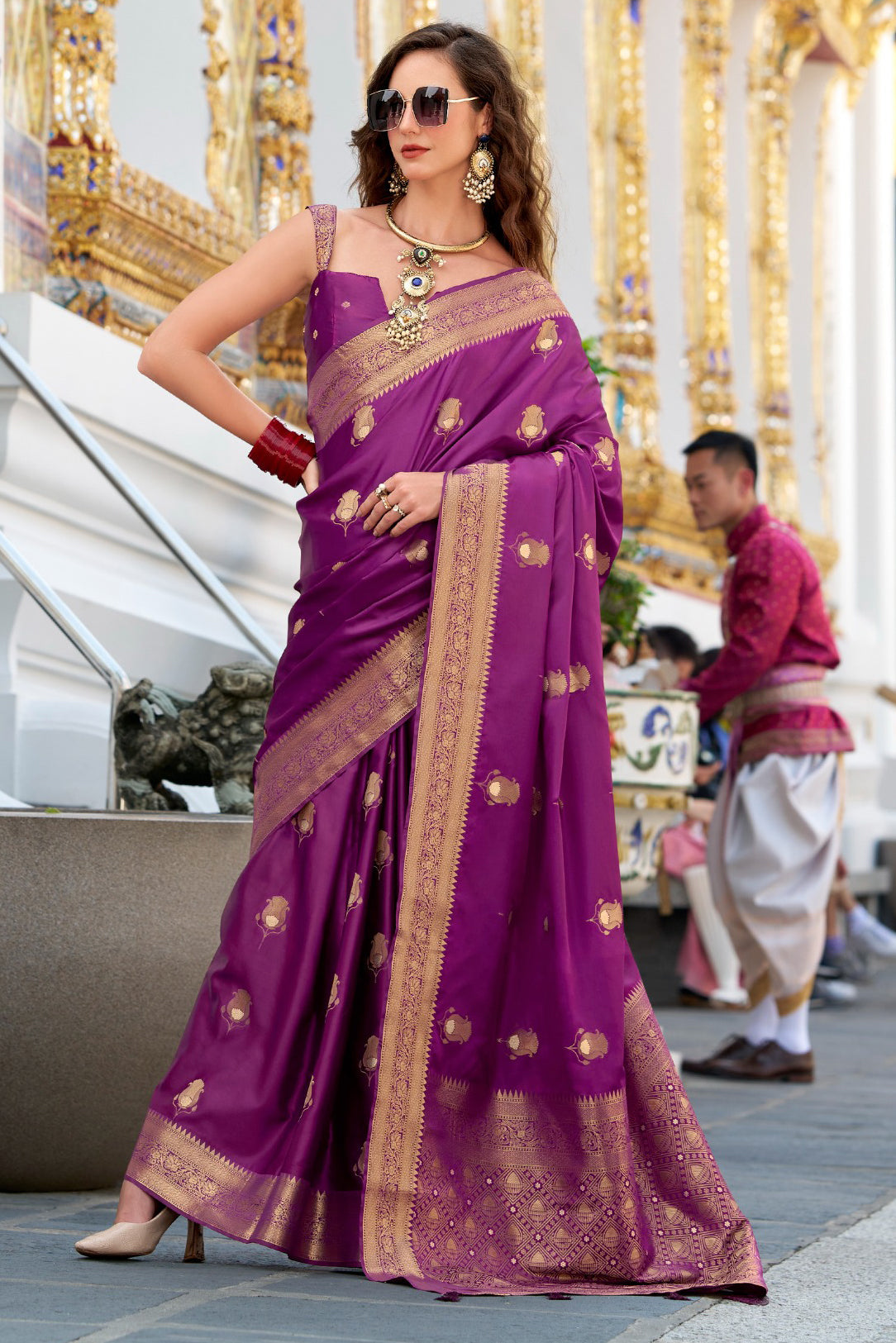 Purple Woven Satin Silk Saree-ZB134723_1_SareeButa.com
