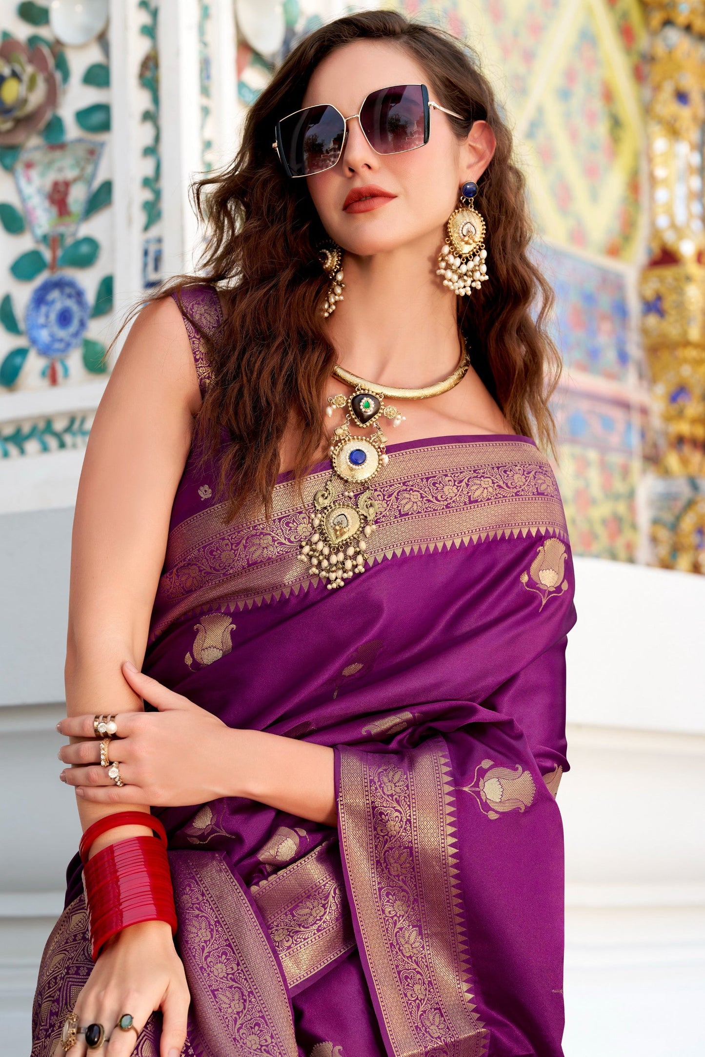 Purple Woven Satin Silk Saree-ZB134723_2_SareeButa.com