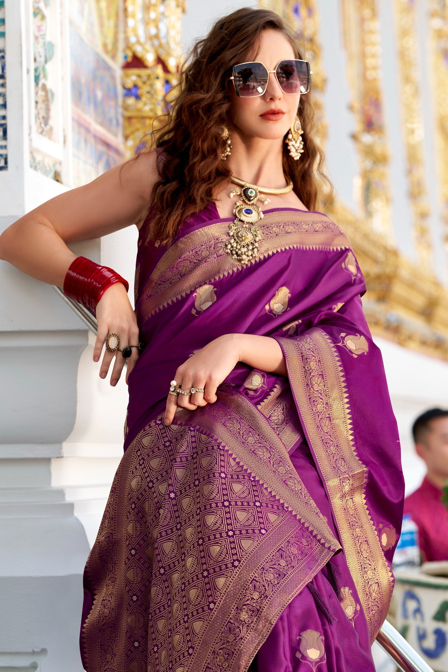 Purple Woven Satin Silk Saree-ZB134723_4_SareeButa.com