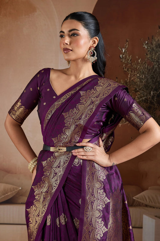 Purple Woven Silk Saree-SAR11188_2_SareeButa.com
