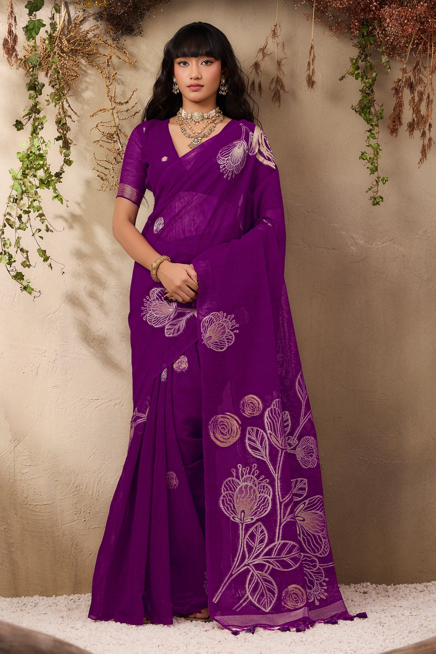 Purple Woven Silk Saree-SAR11221_1_SareeButa.com