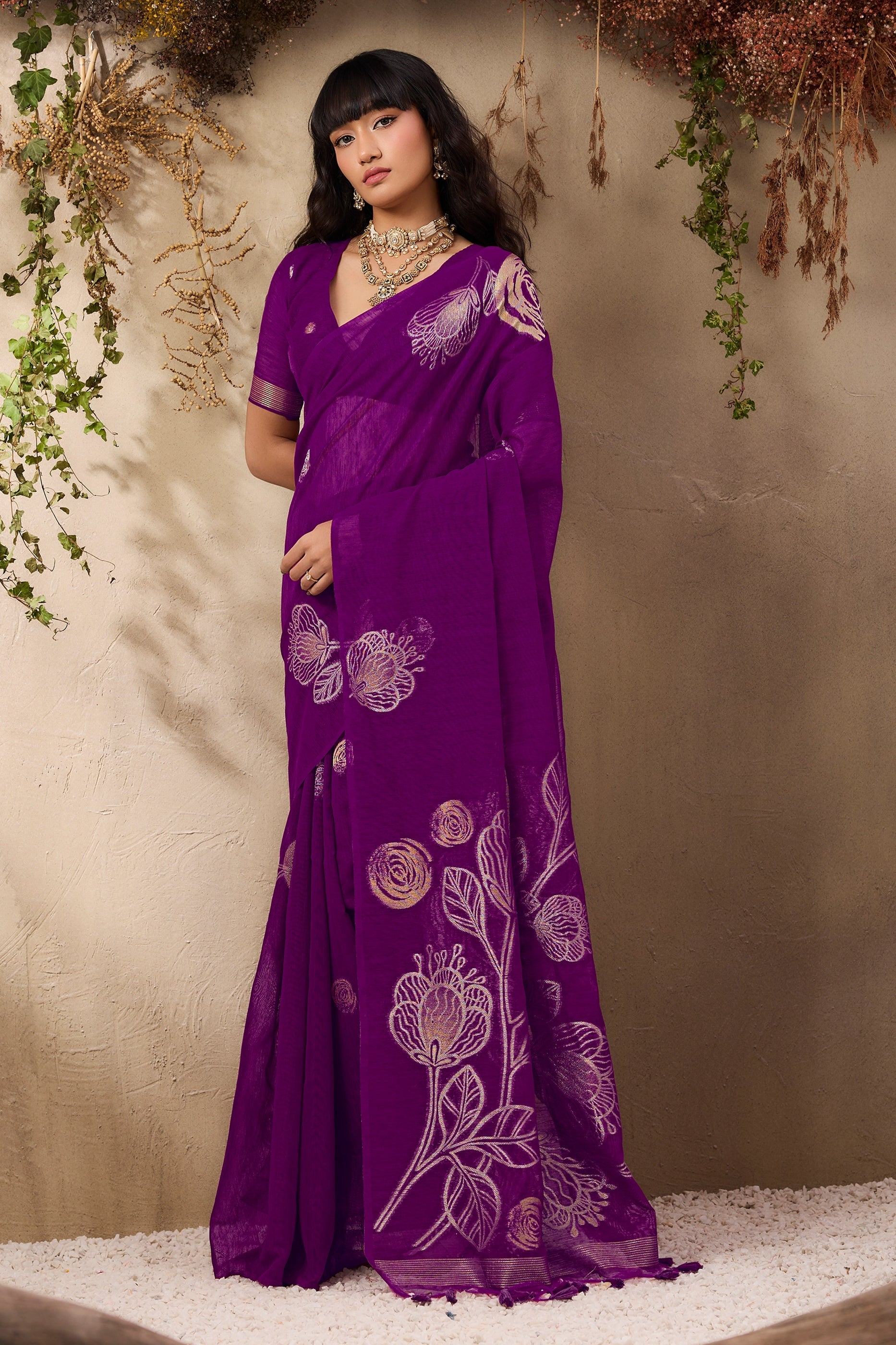 Purple Woven Silk Saree-SAR11221_3_SareeButa.com