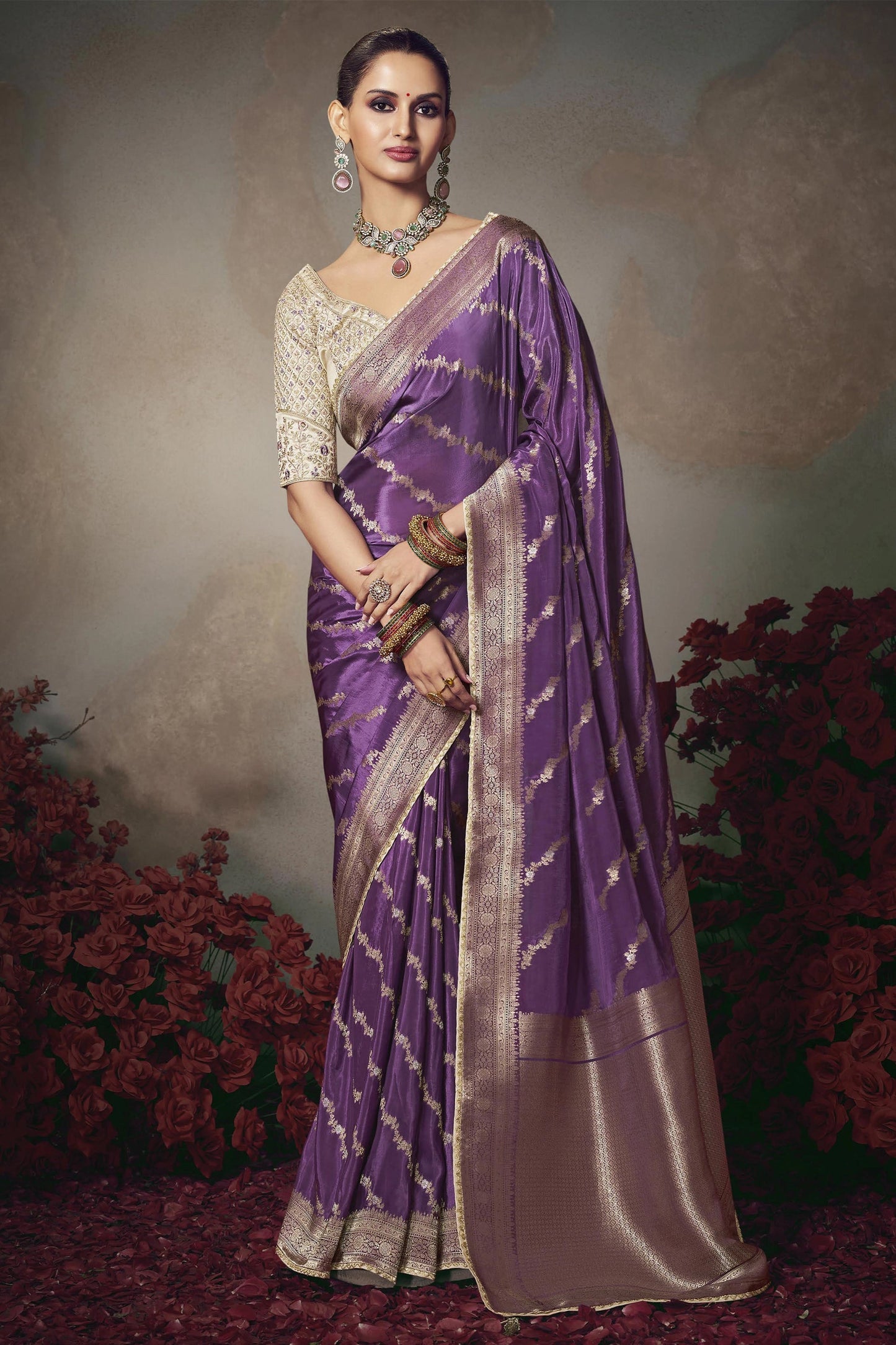 Purple Woven Silk Saree-SAR11599_1_SareeButa.com