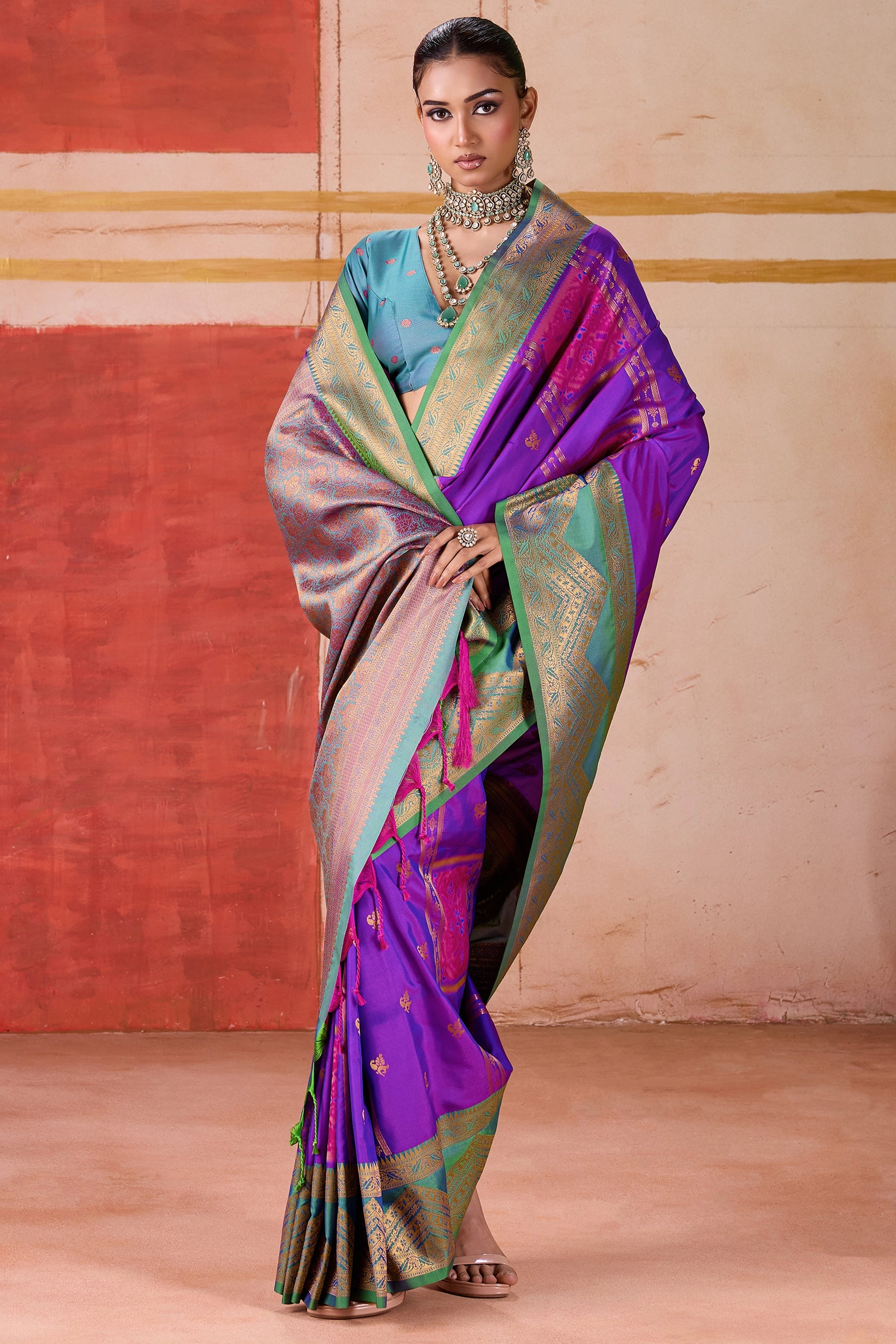 Purple Woven Silk Saree-SAR11960_4_SareeButa.com