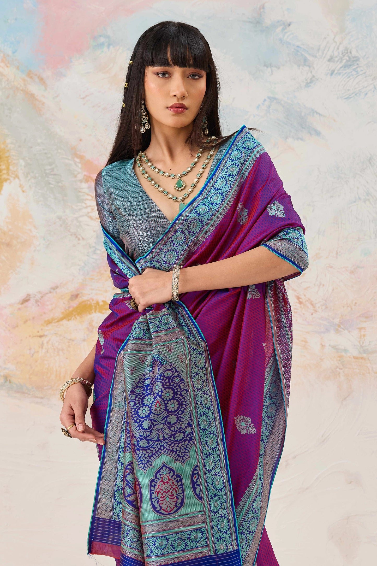 Purple Woven Silk Saree-SAR12318_2_SareeButa.com