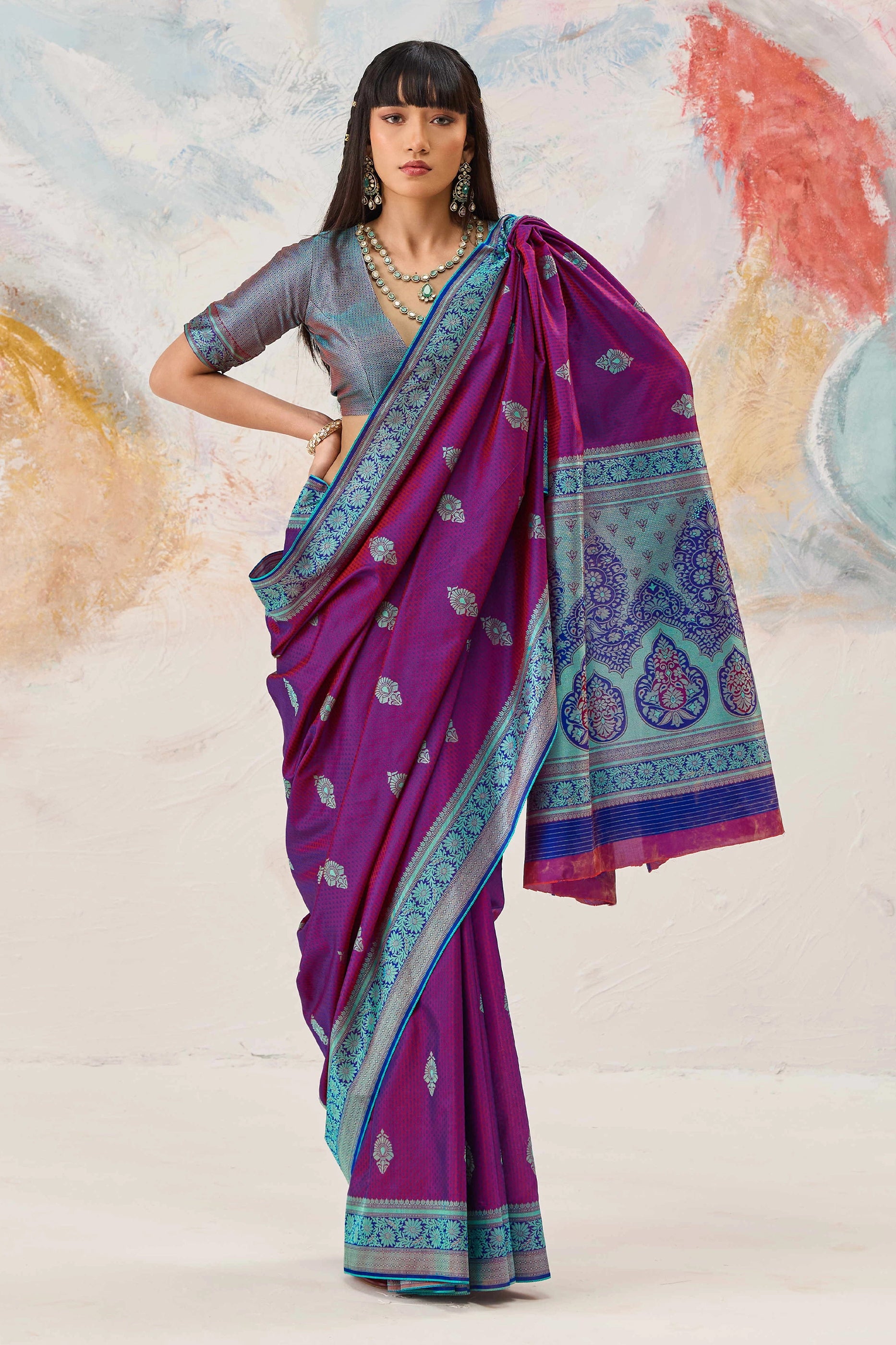 Purple Woven Silk Saree-SAR12318_3_SareeButa.com