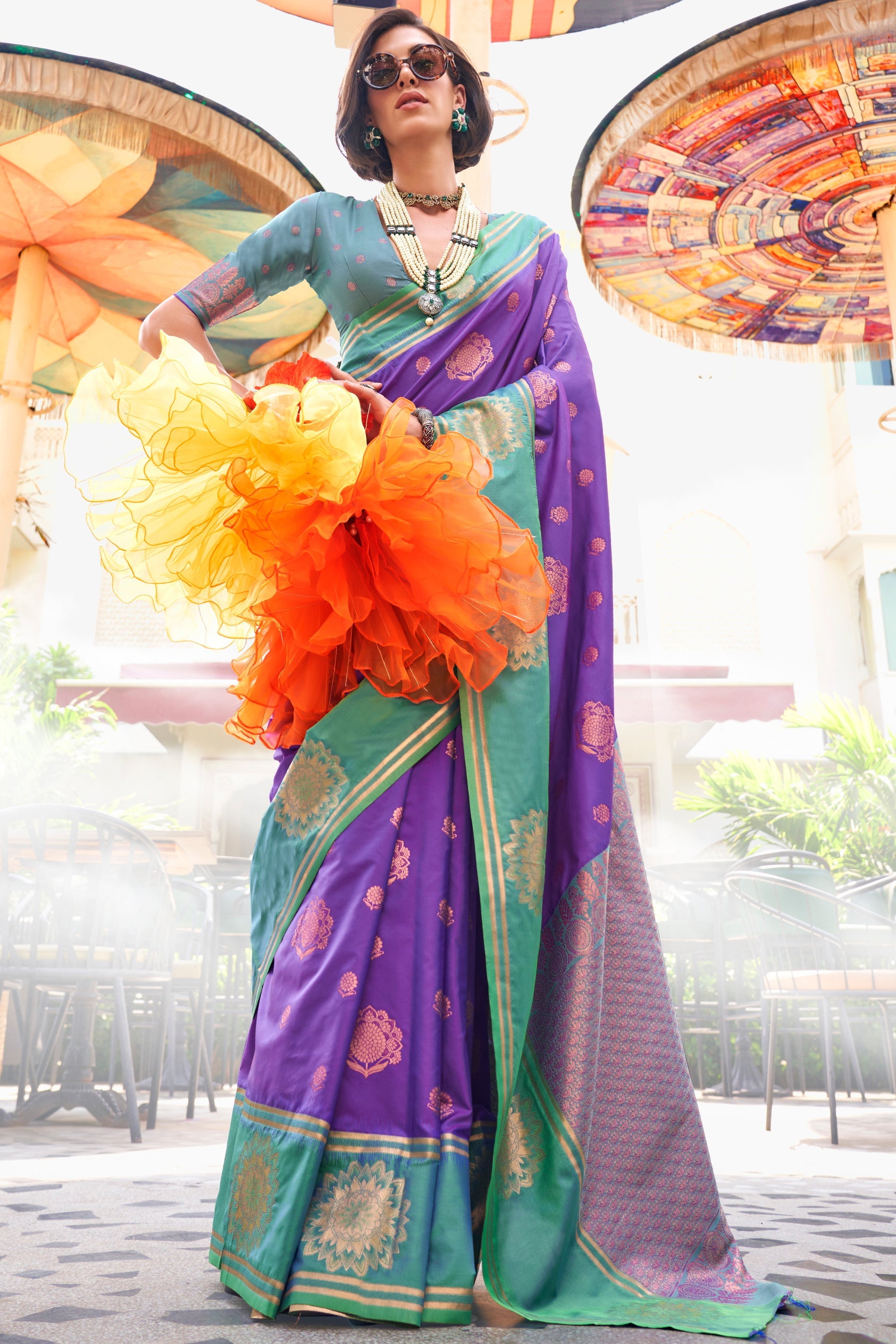 Purple Woven Silk Saree-ZB132674_1