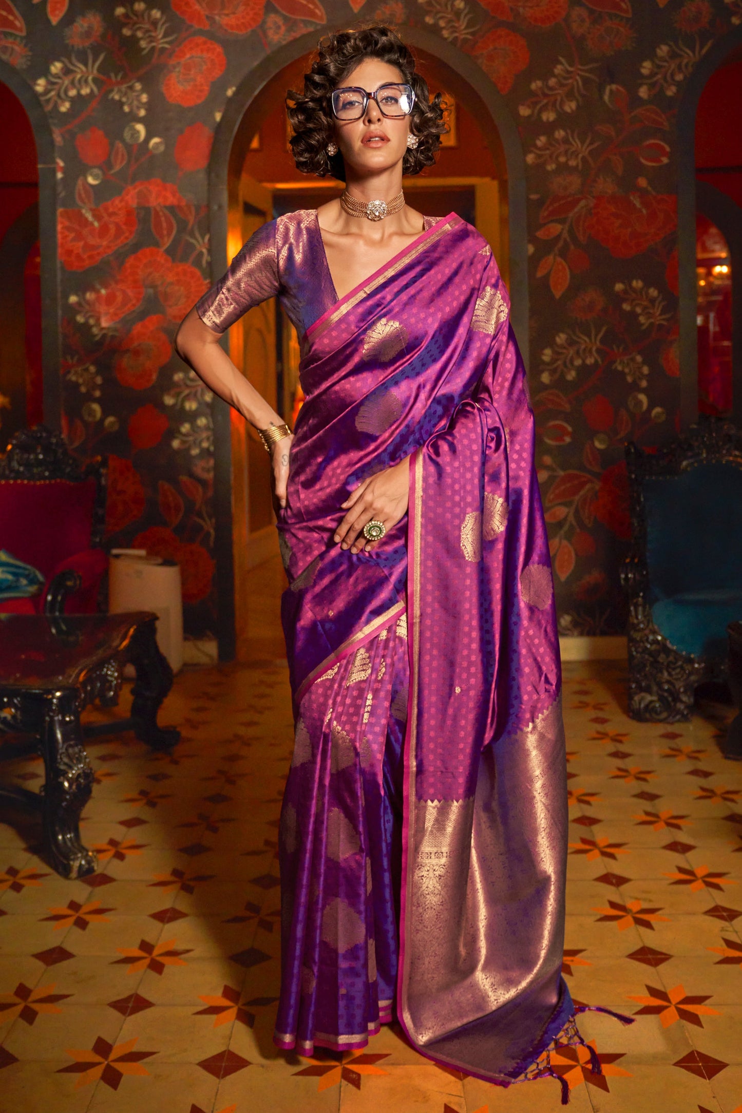 Purple Woven Silk Saree-ZB133031_1_SareeButa.com