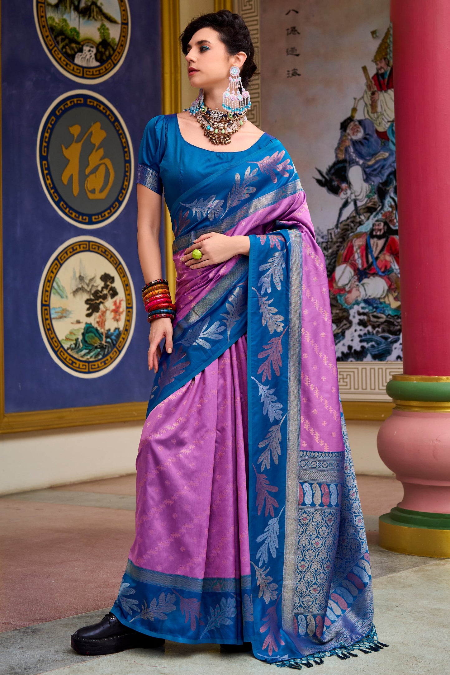 Purple Woven Silk Saree-ZB133605_1_SareeButa.com