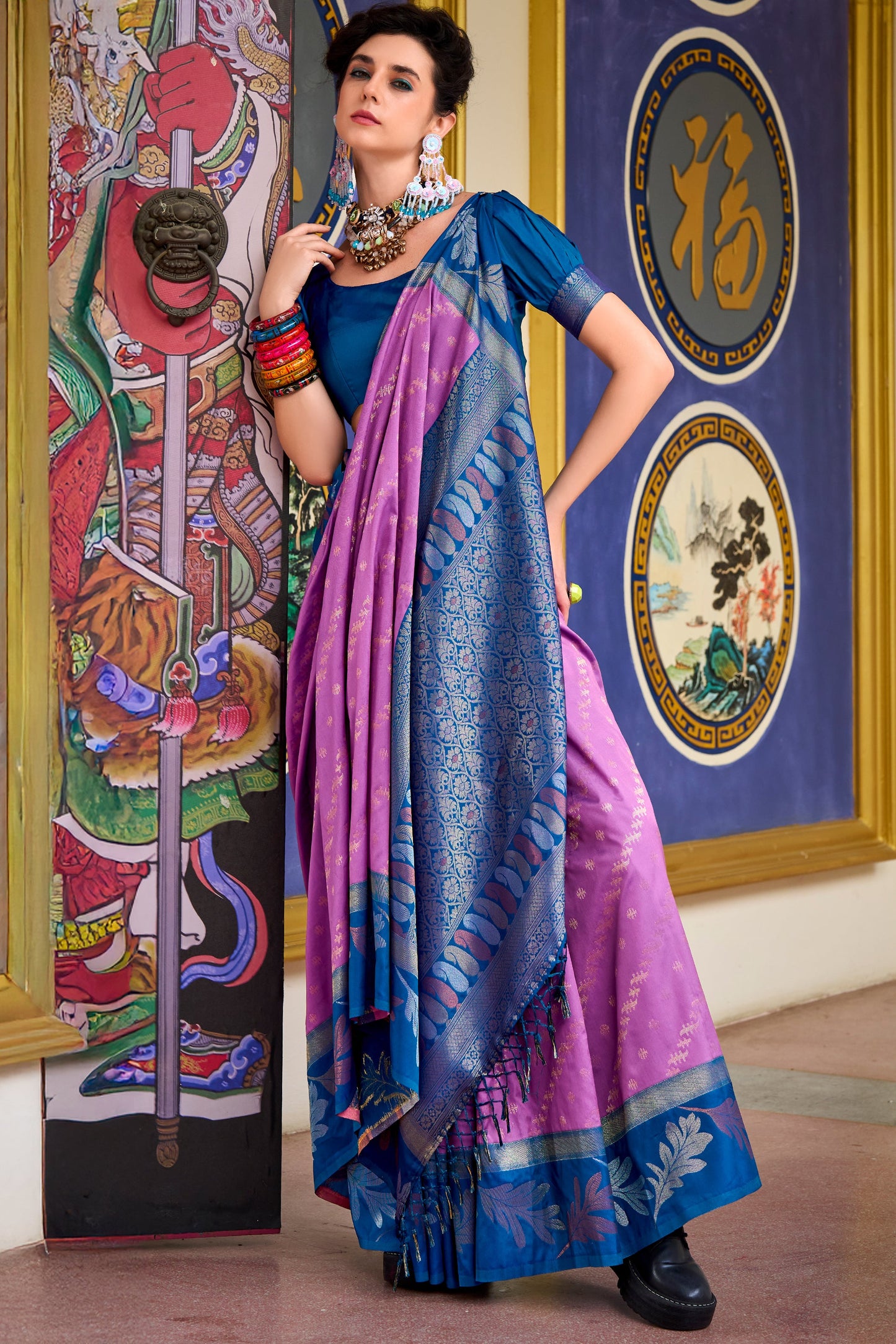 Purple Woven Silk Saree-ZB133605_3_SareeButa.com