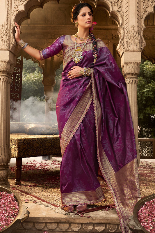 Purple Woven Silk Saree With Lace Border-ZB134621_1_SareeButa.com