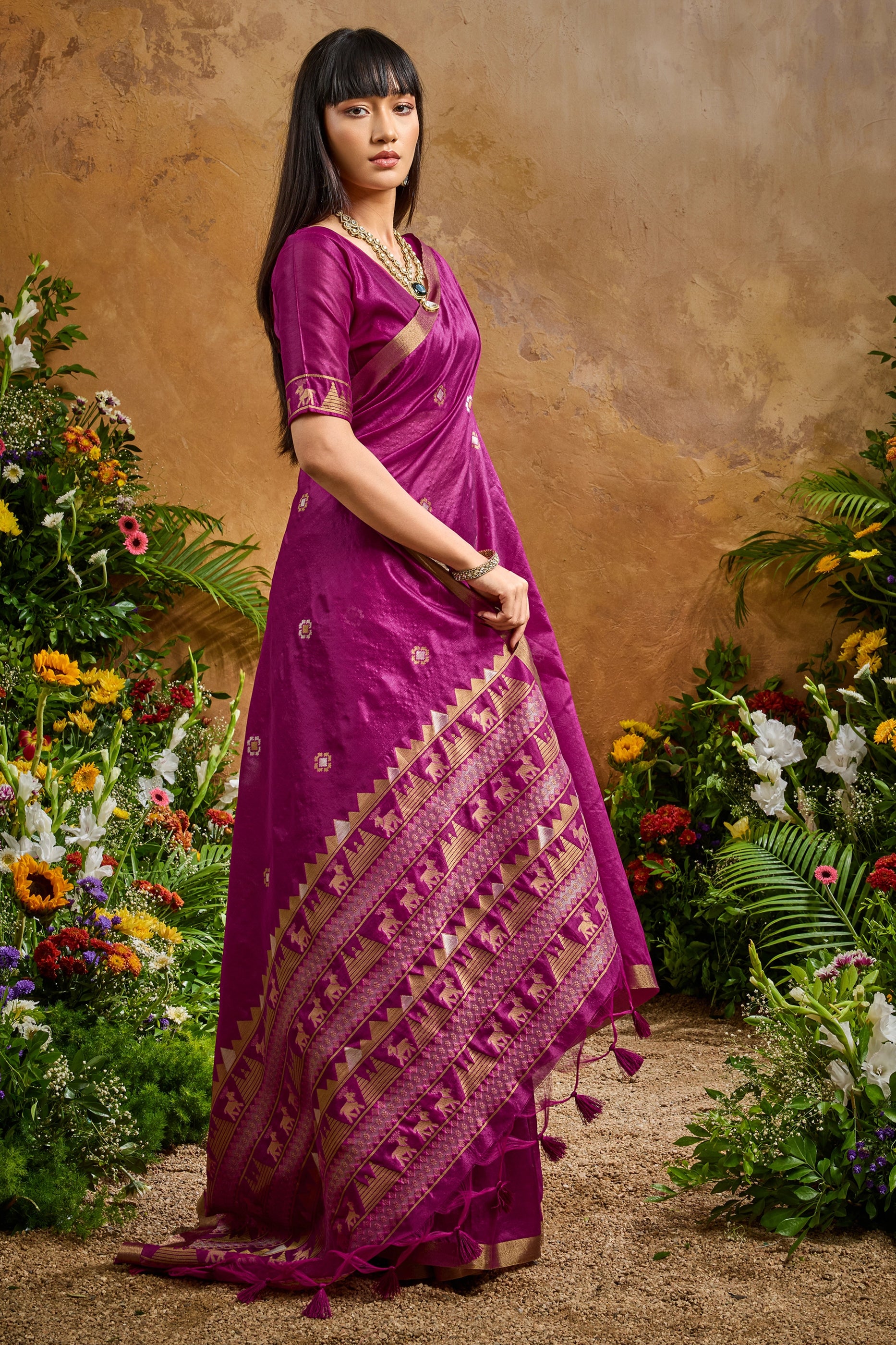 Purple Woven Tussar Silk Saree-SAR11912_3_SareeButa.com