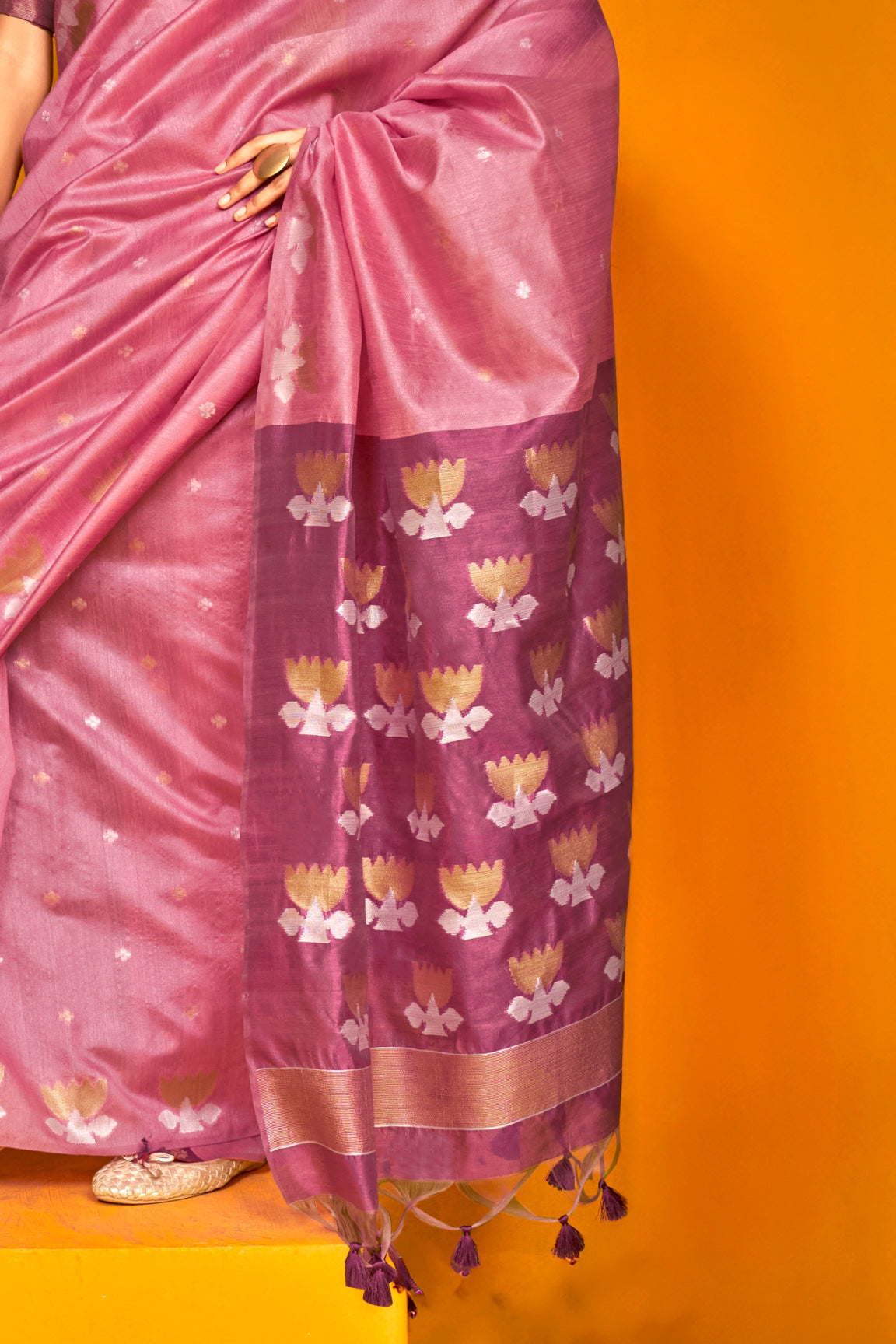 Purple Woven Tussar Silk Saree-ZB133743_4_SareeButa.com