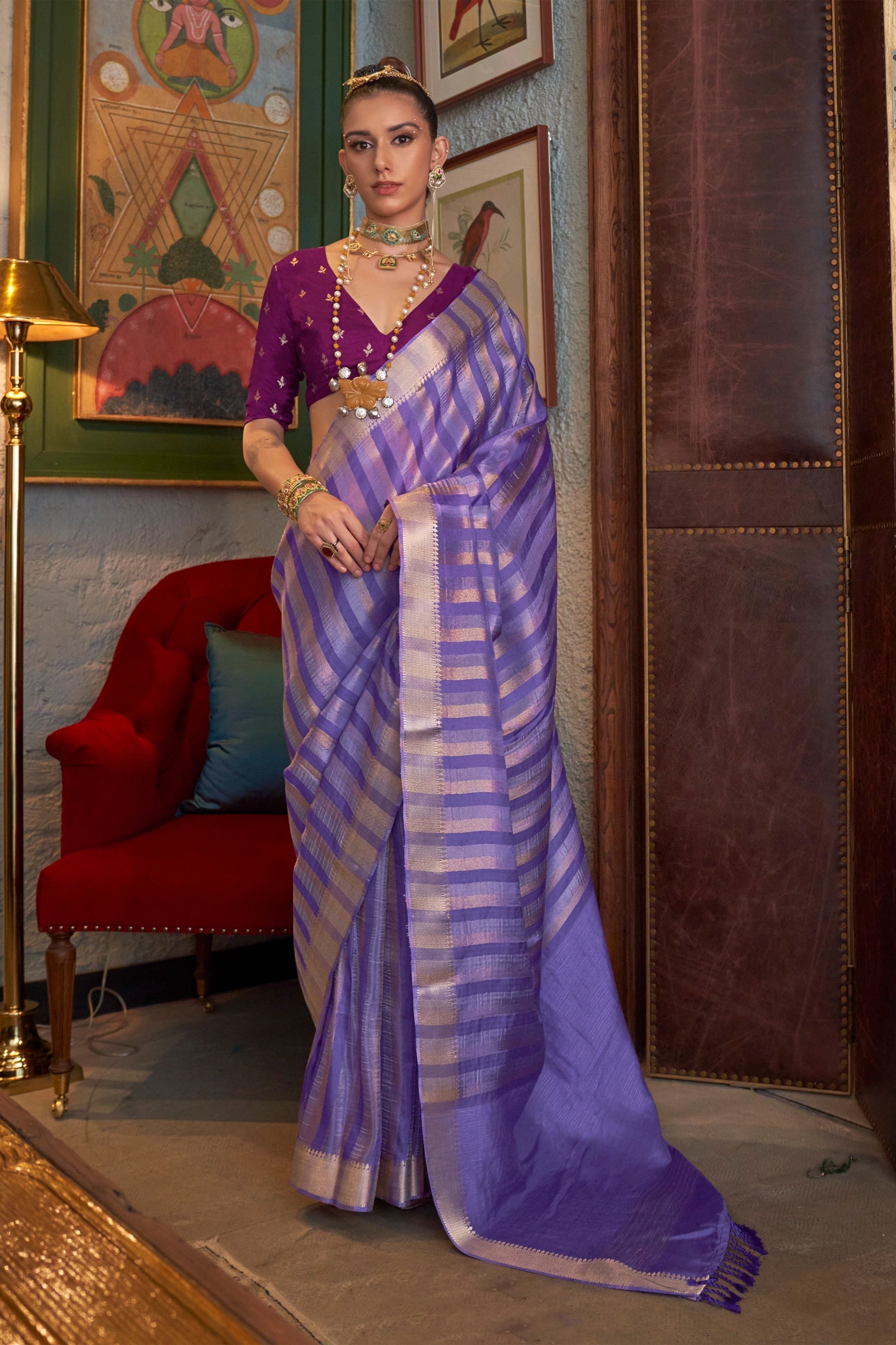Purple Woven Viscose Saree-SAR11473_1_SareeButa.com