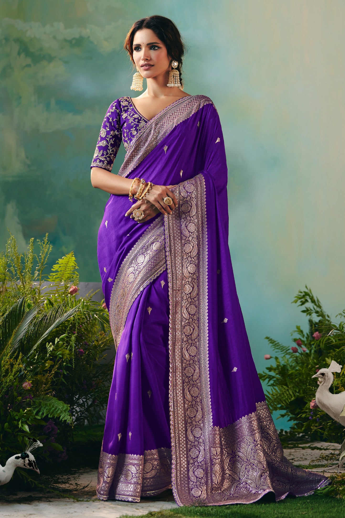 Purple Woven Viscose Silk Banarasi Saree-SAR10570_1_SareeButa.com